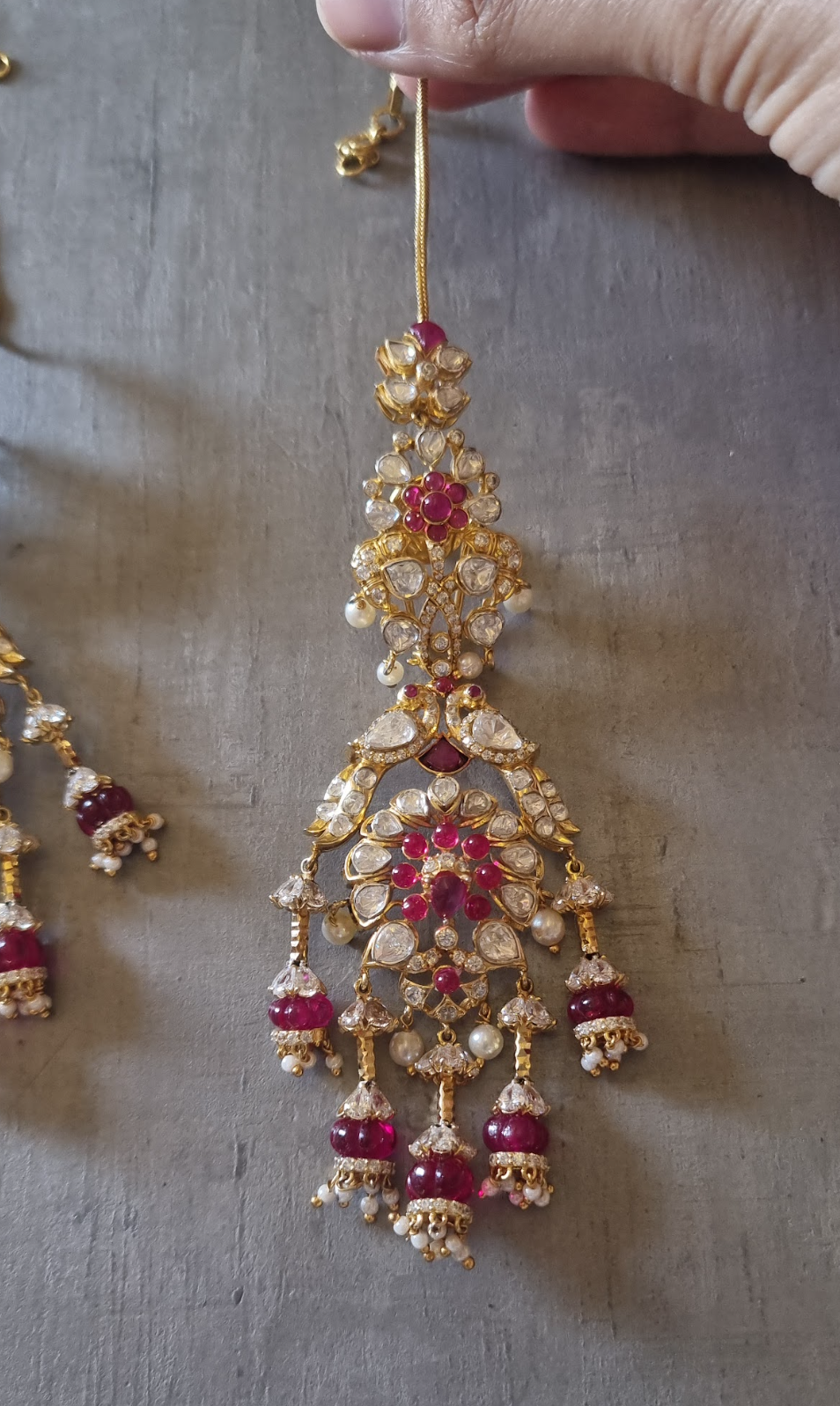 925 Silver Payel Ruby Bridal Chandbali Earring