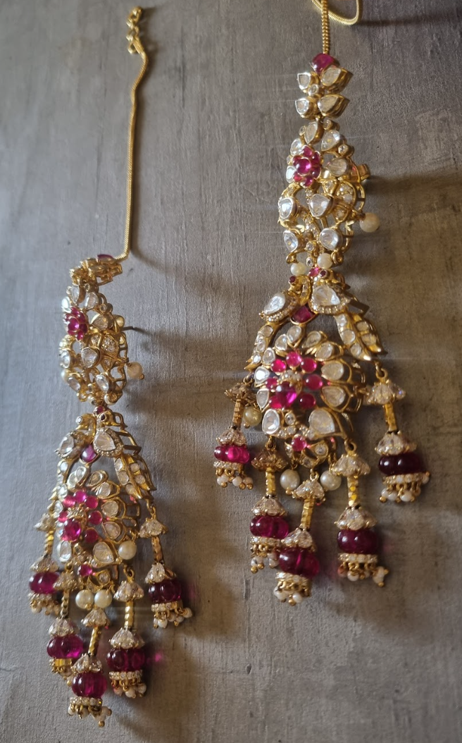 925 Silver Payel Ruby Bridal Chandbali Earring