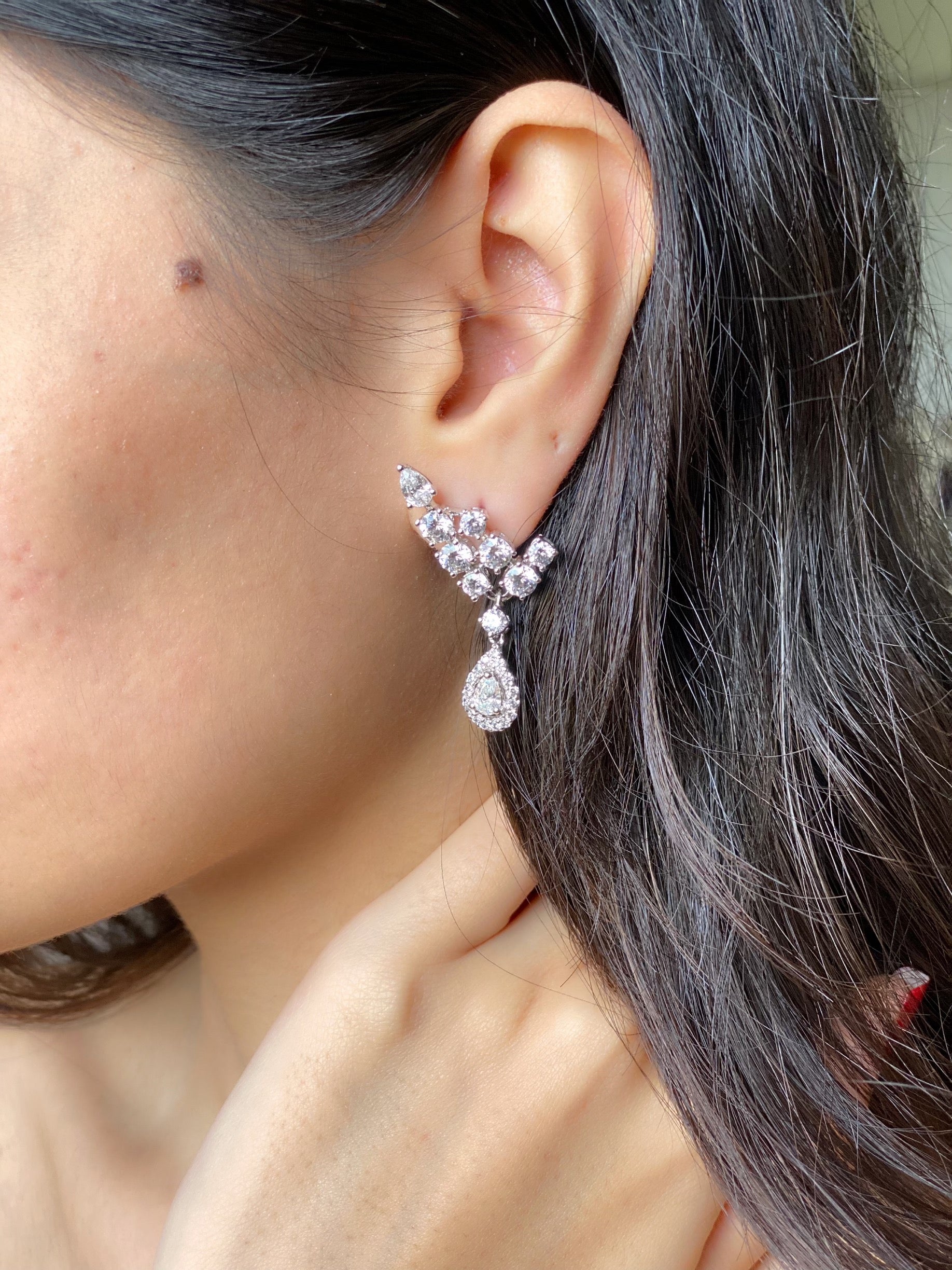 925 Silver Swarovski Earrings - Amrrutam