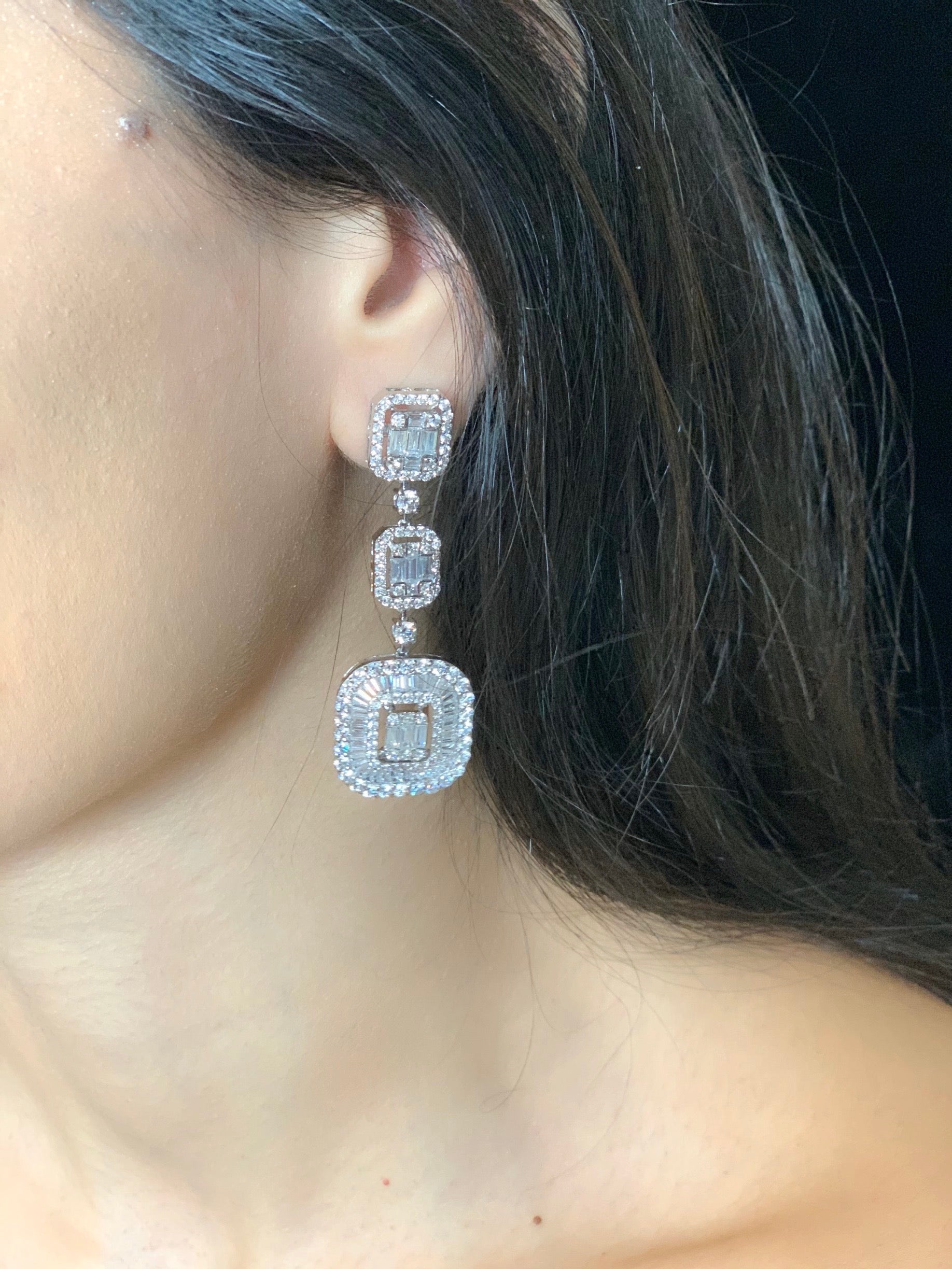 925 Silver Layered Swarovski Earrings - Amrrutam
