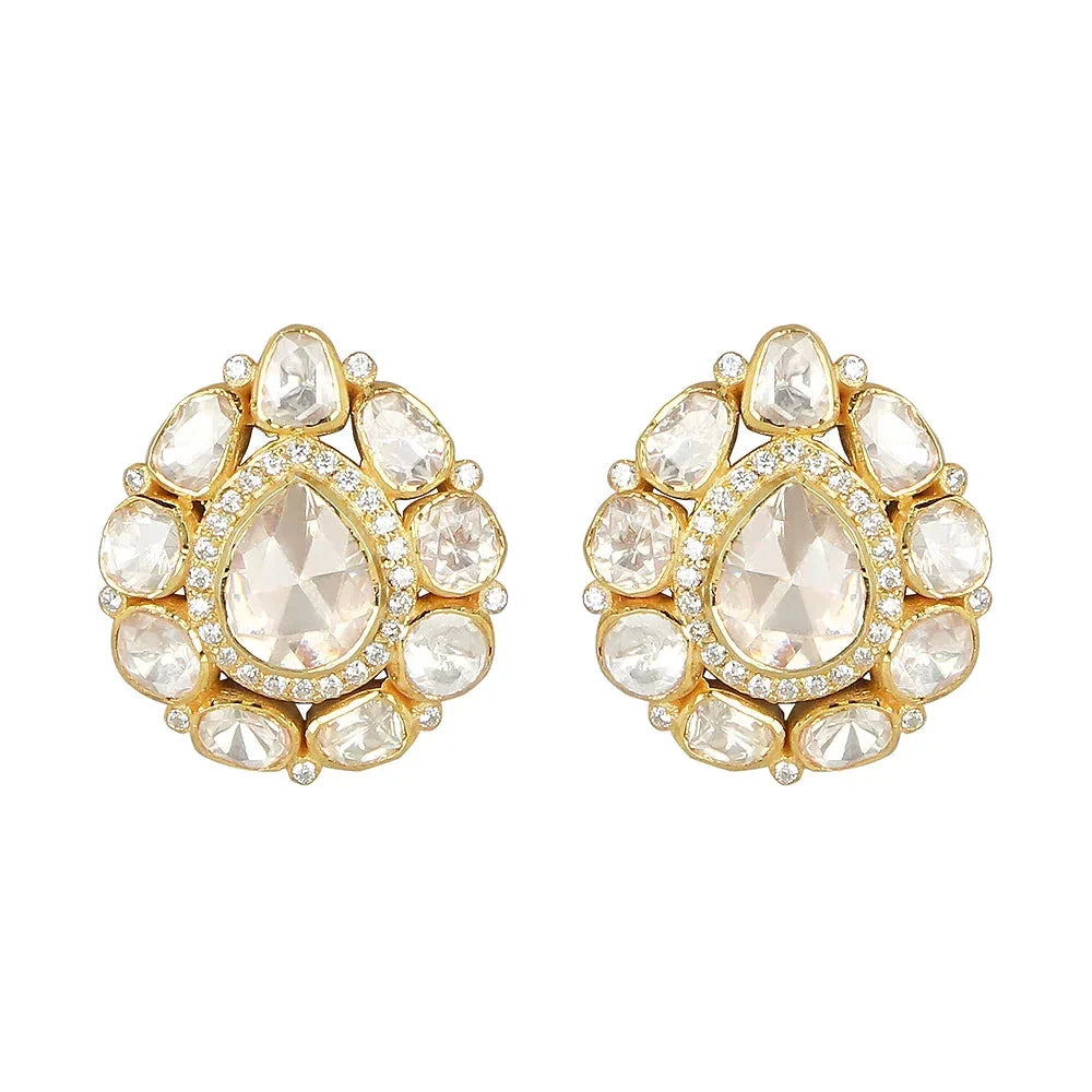 Moissanite Polki Stud Earring - Amrrutam