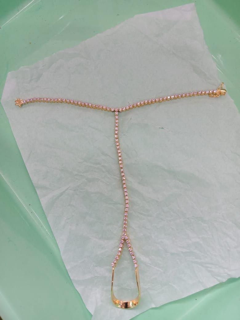 Crystal Chain Hand Harness in 92.5 Silver - Amrrutam