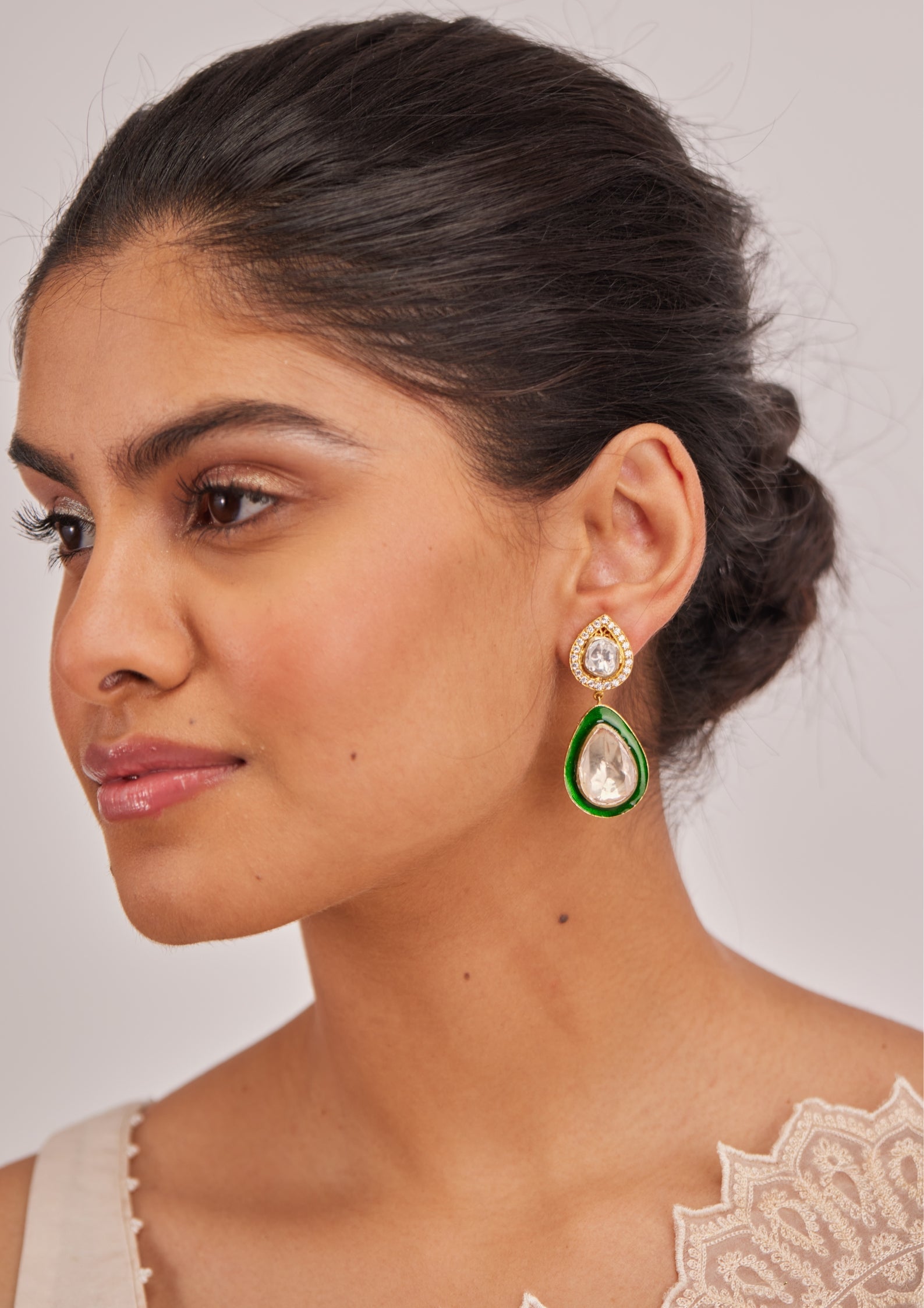 925 Silver Meena Surya Chandra Drop Earring - Amrrutam