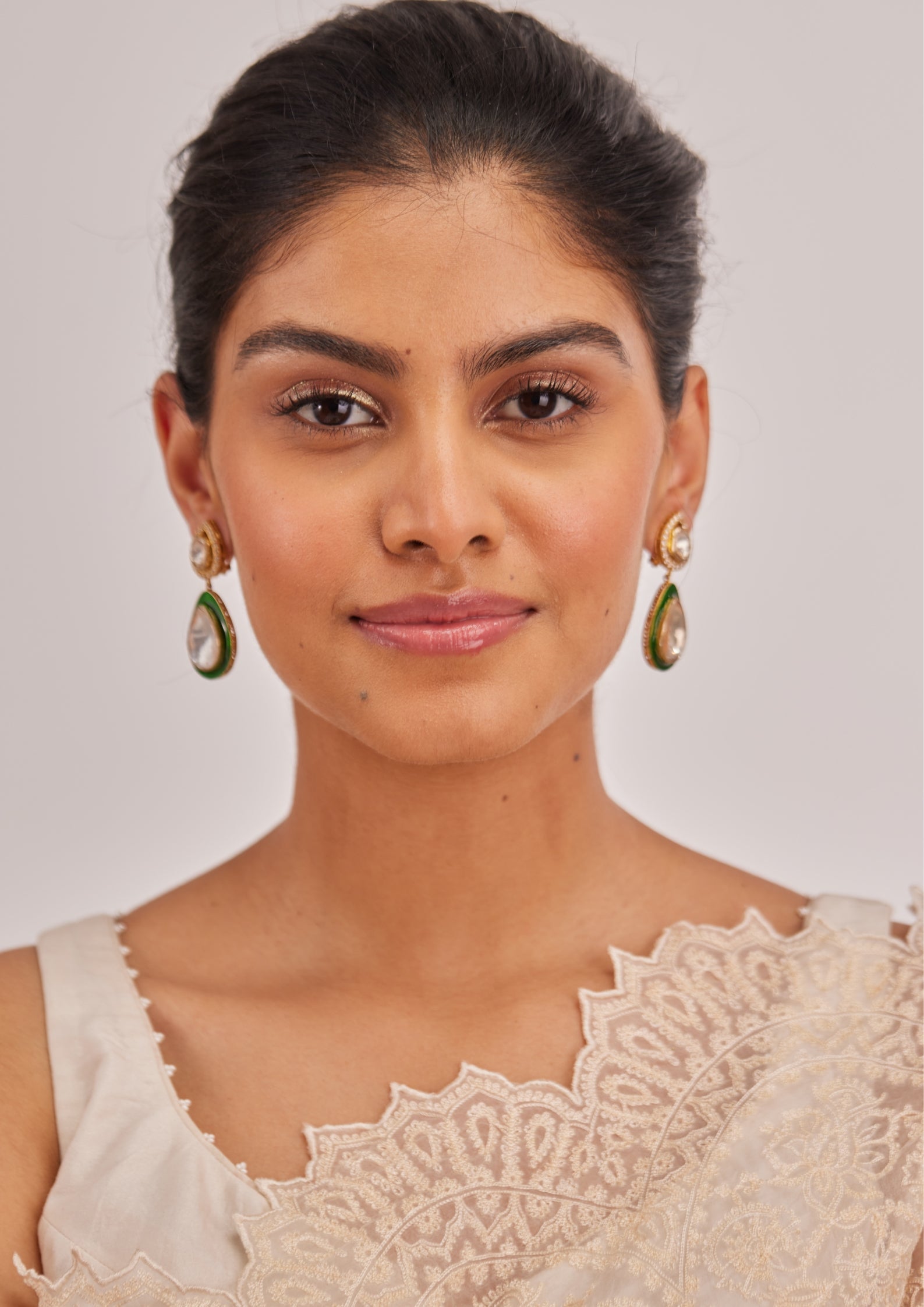 925 Silver Meena Surya Chandra Drop Earring - Amrrutam