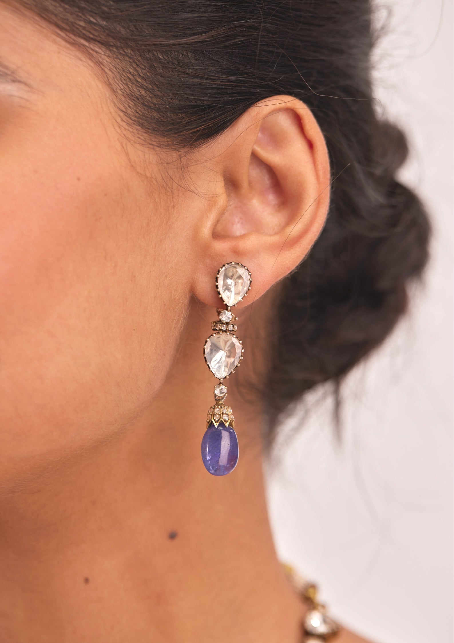 925 Silver Viroksh Sapphire Polki Necklace Set - Amrrutam