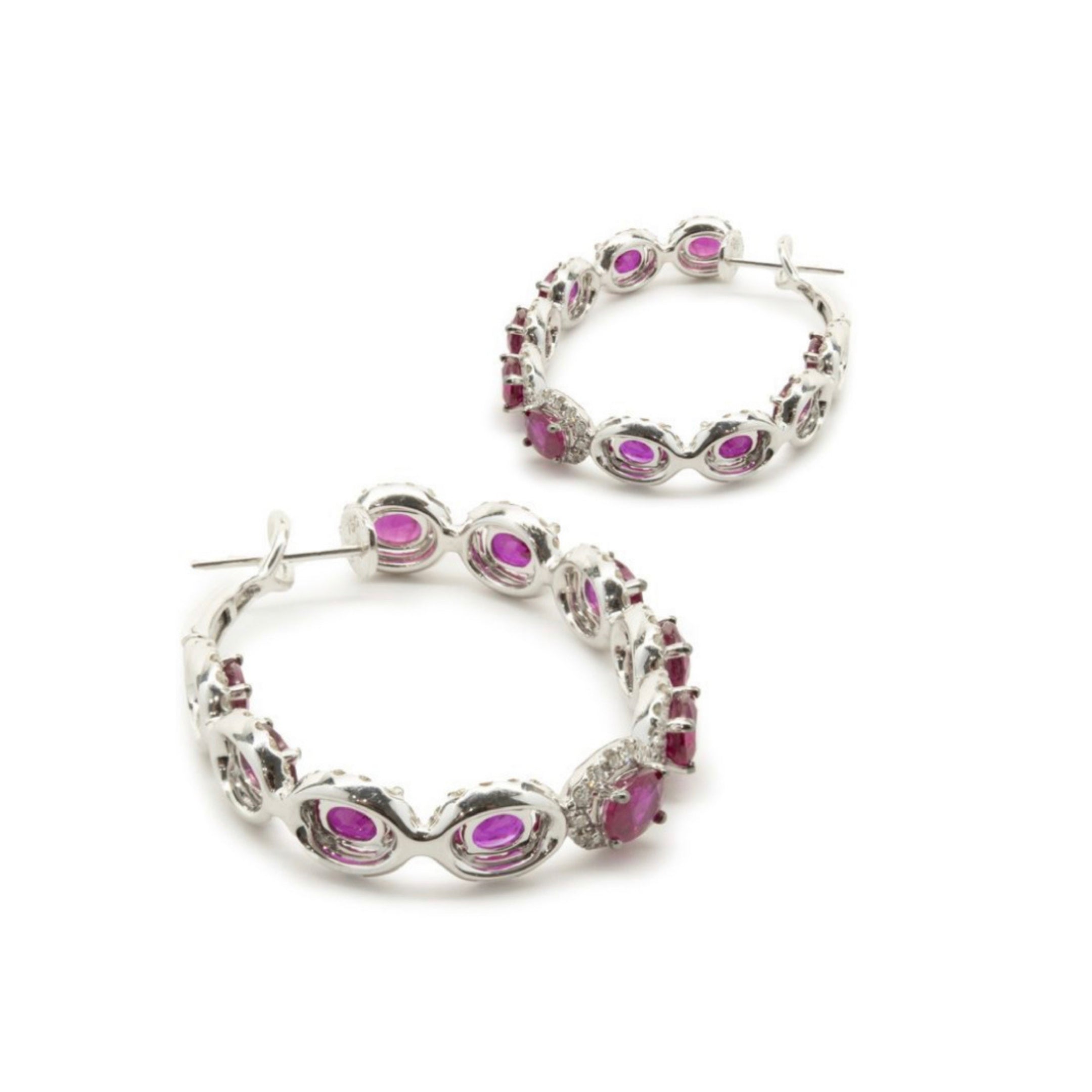 Statement Pink Hoop Earrings in 92.5 Silver - Amrrutam