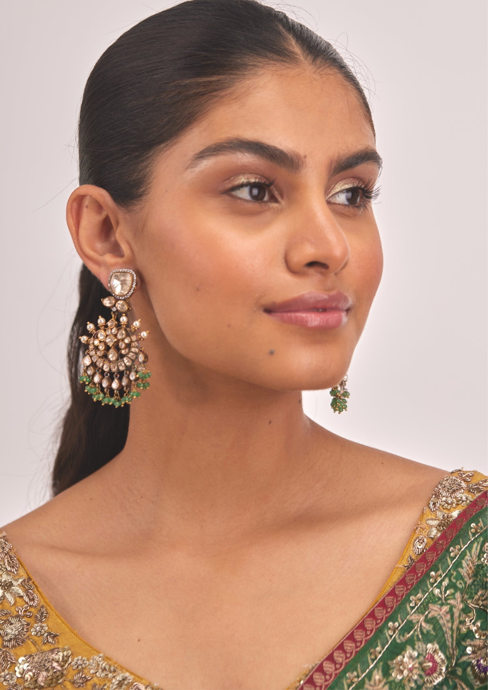 925 Silver Manza Surya Chandra Chandbali Earring - Amrrutam