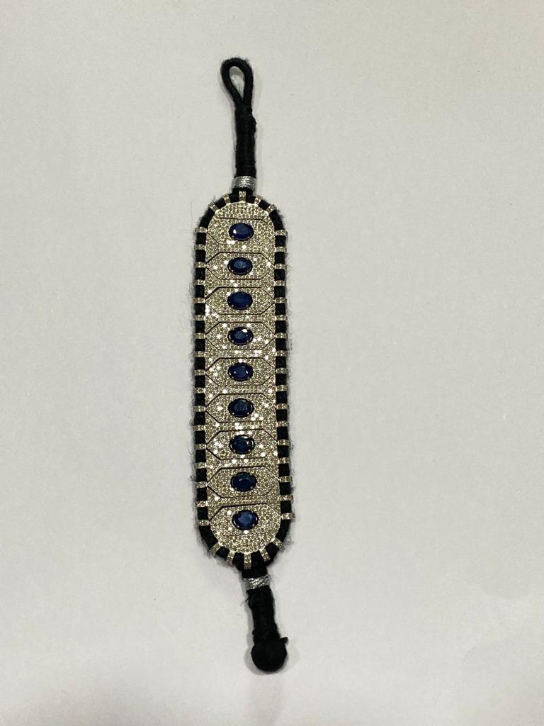 925 Silver Sylvia Tanzanite Pave Diamond Thread Bracelet - Amrrutam 