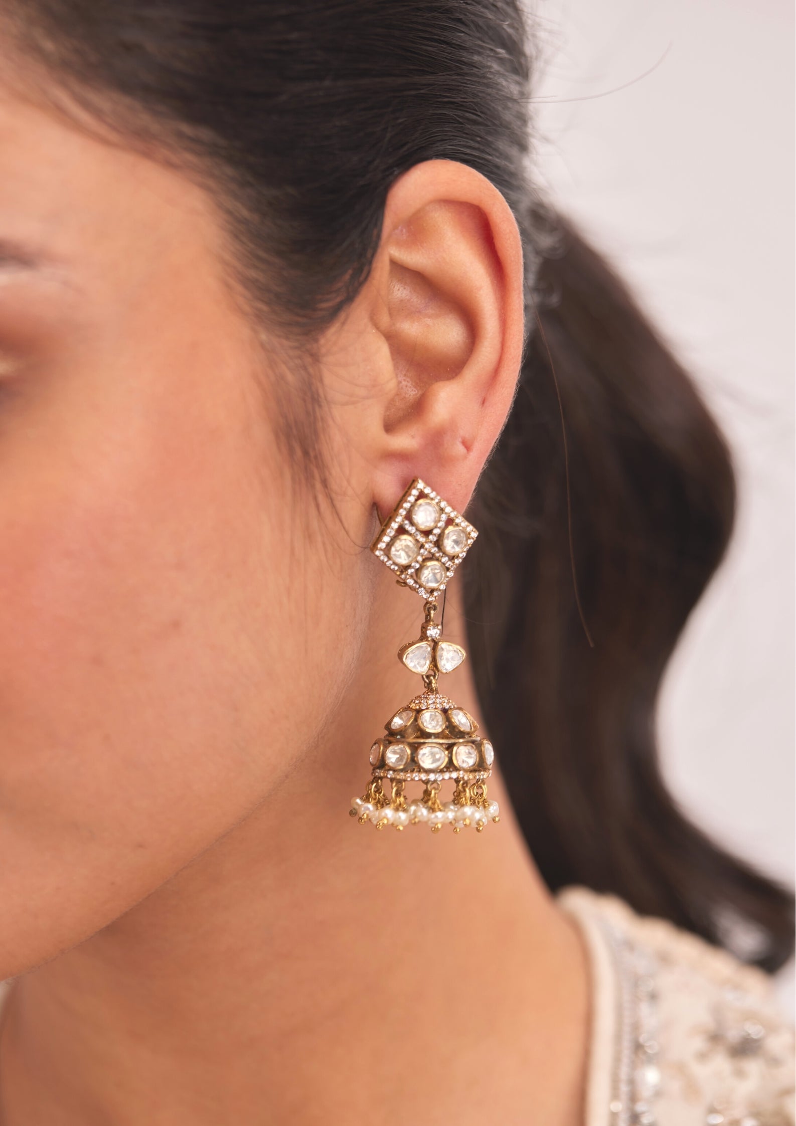 925 Silver Binsari Surya Chandra Jhumka Earring - Amrrutam