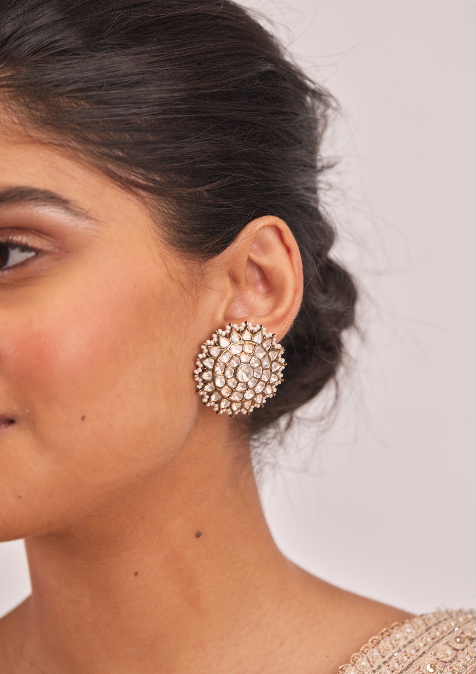 925 Silver Manza Surya Chandra Stud Earring - Amrrutam