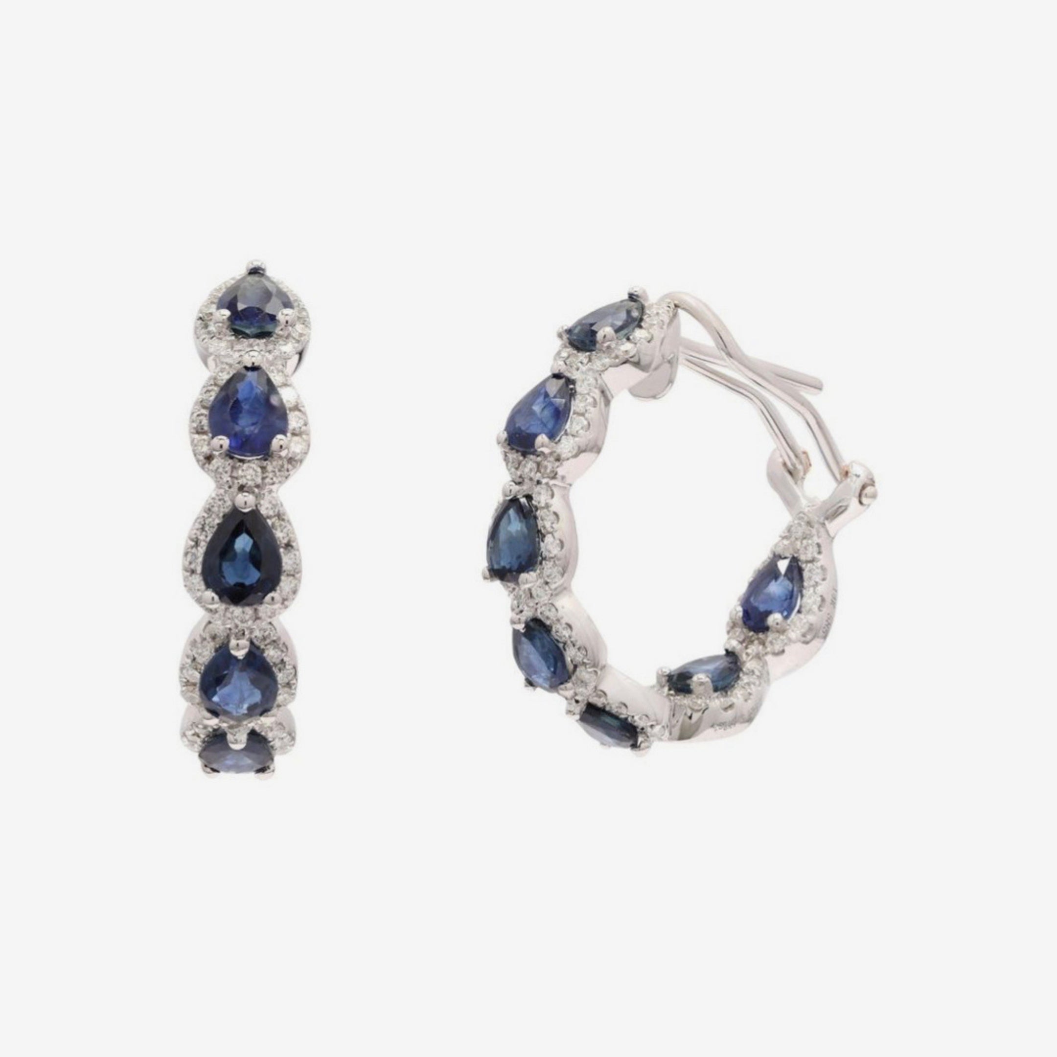 Blue Hoop Earrings in 92.5 Silver - Amrrutam