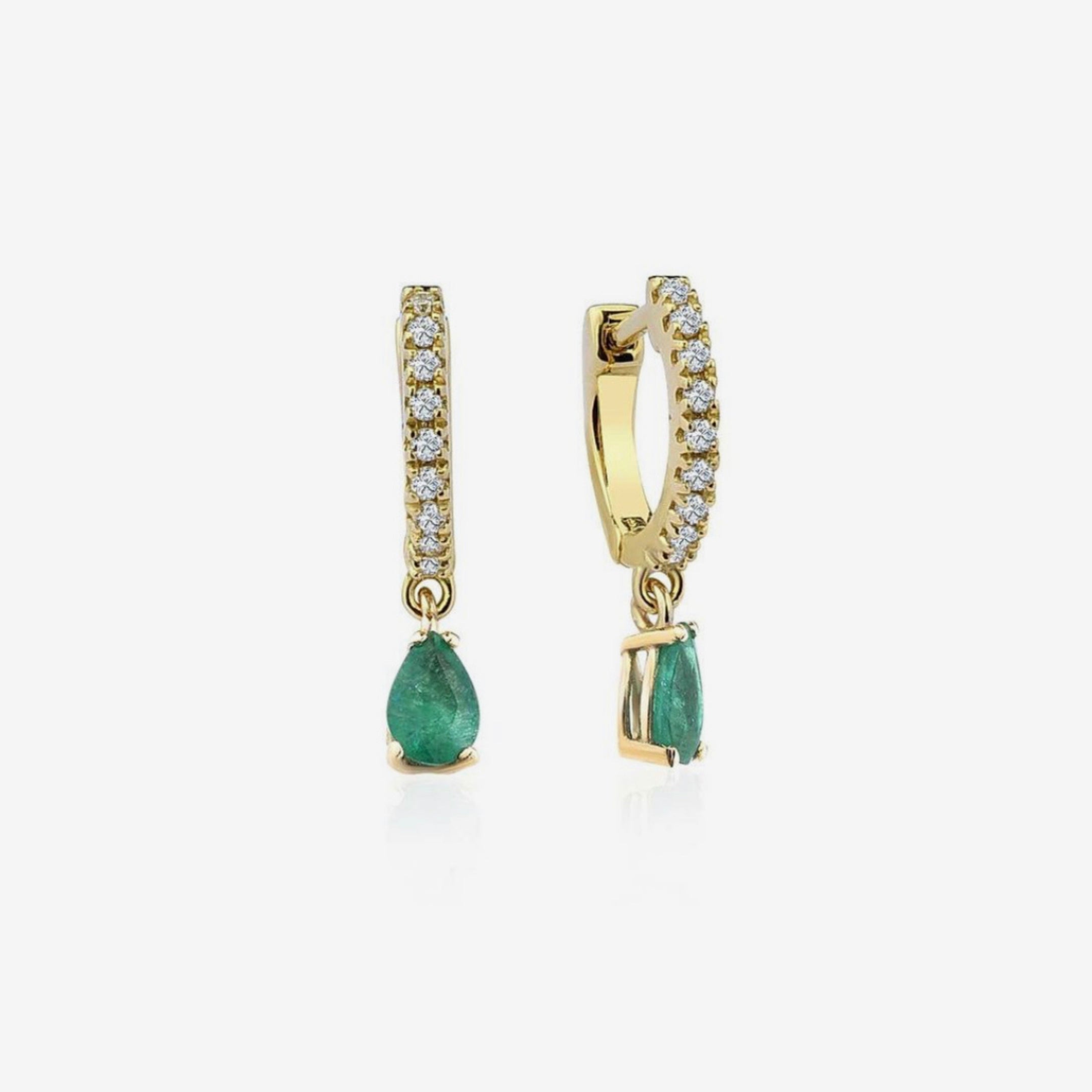 Green Emerald Drop Earrings in 92.5 Silver - Amrrutam