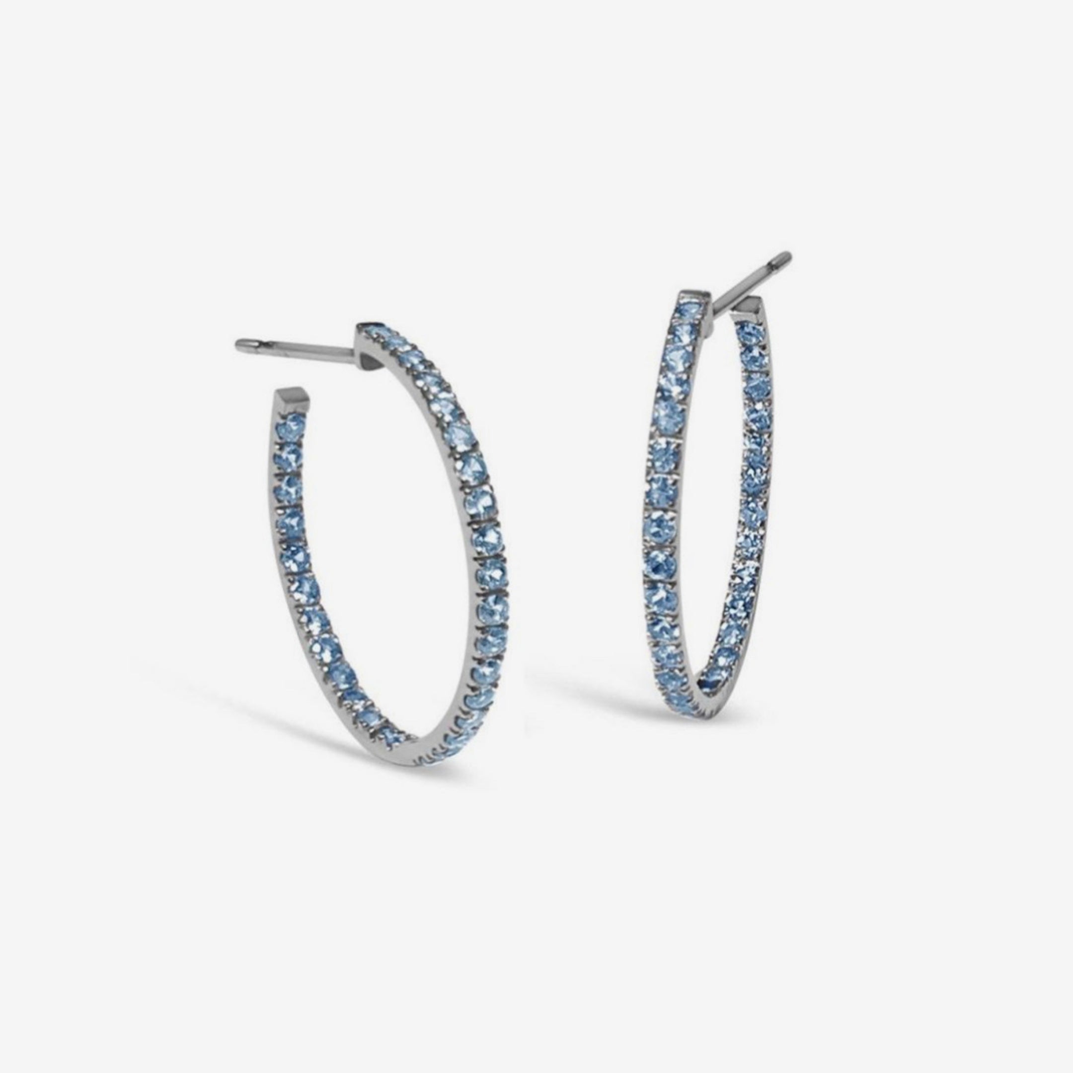Aquamarine Hoop Earrings in 92.5 Silver - Amrrutam