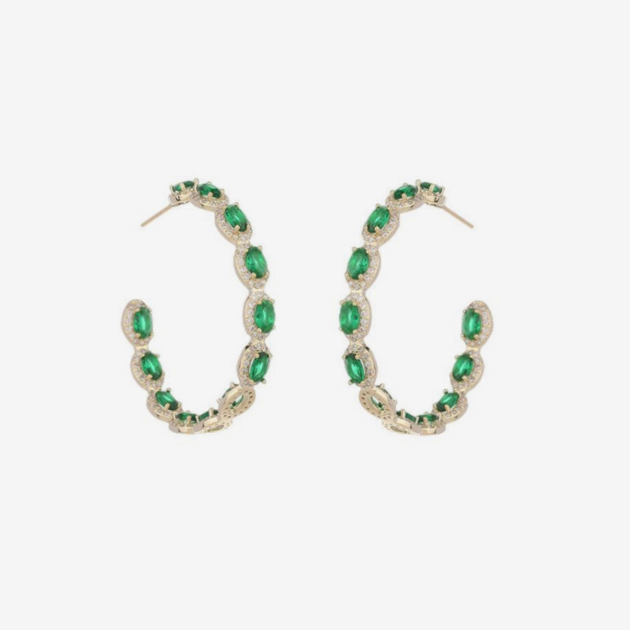 Green Cocktail Hoop Earrings in 92.5 Silver - Amrrutam
