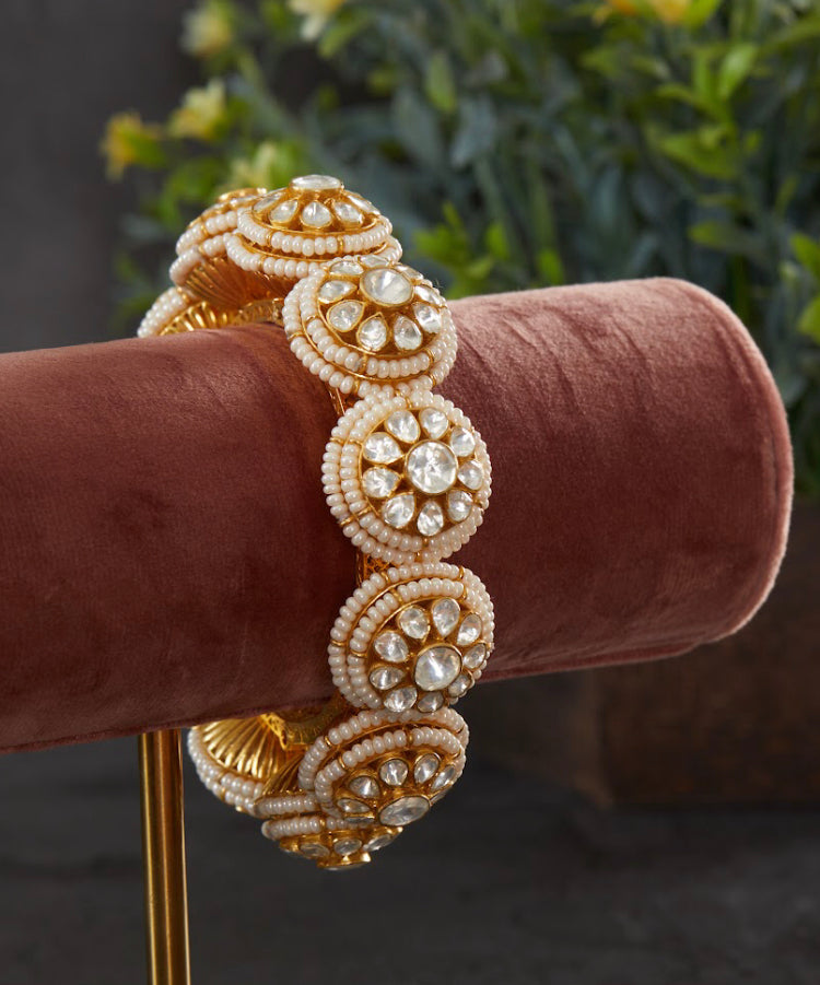 925 Silver Banki Polki Bangle - Amrrutam 