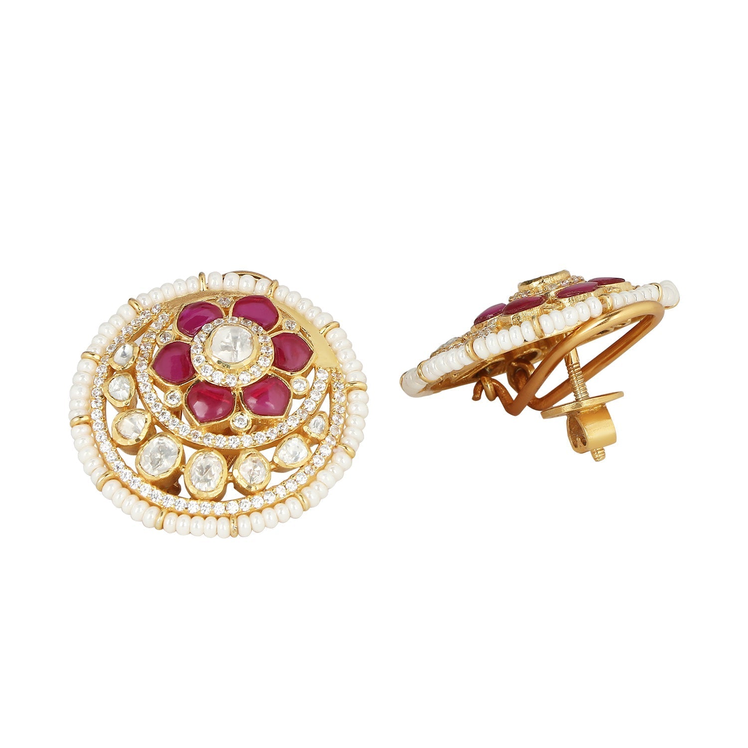 Moissanite Polki Ruby Tops - Amrrutam