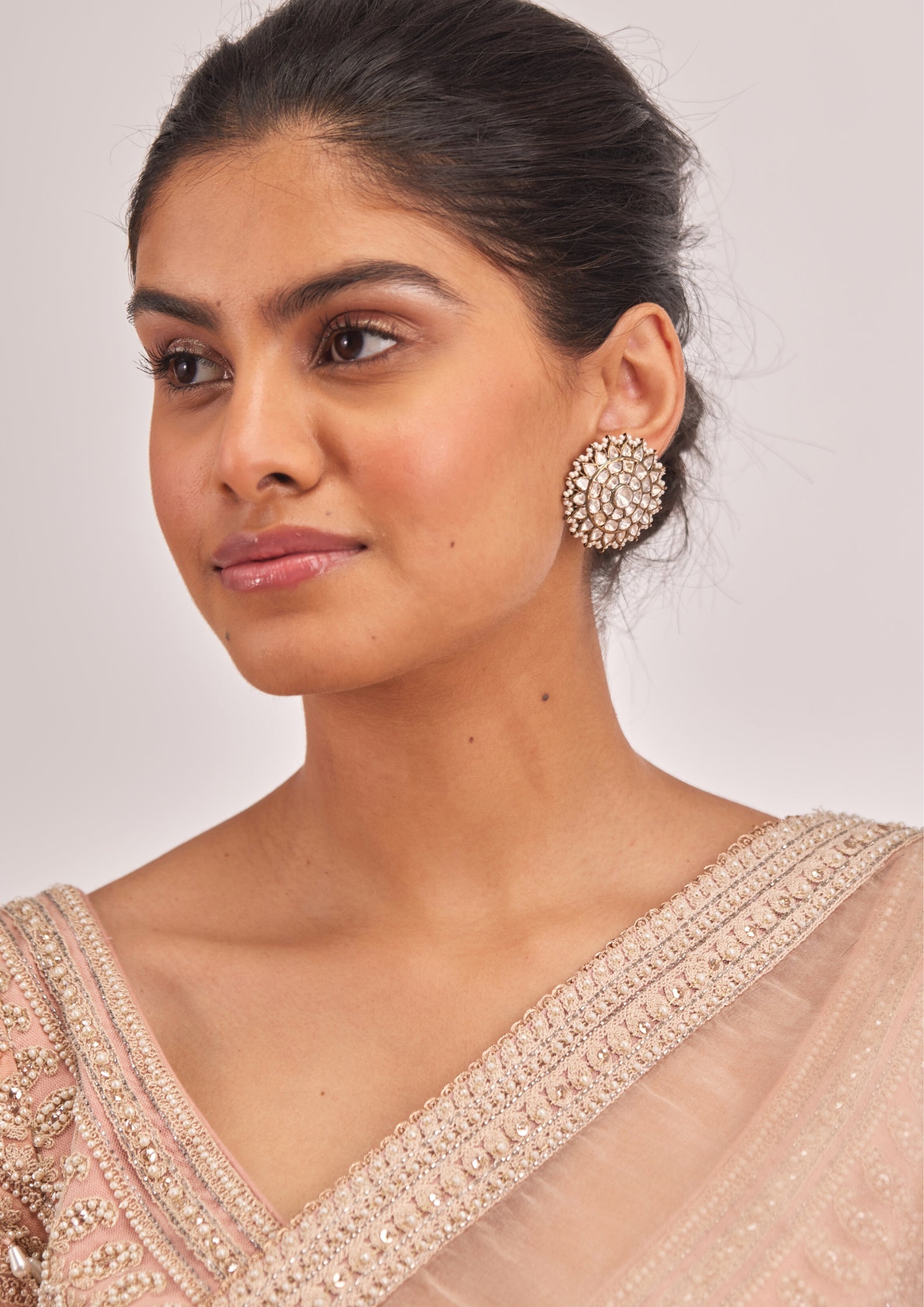 925 Silver Manza Surya Chandra Stud Earring - Amrrutam