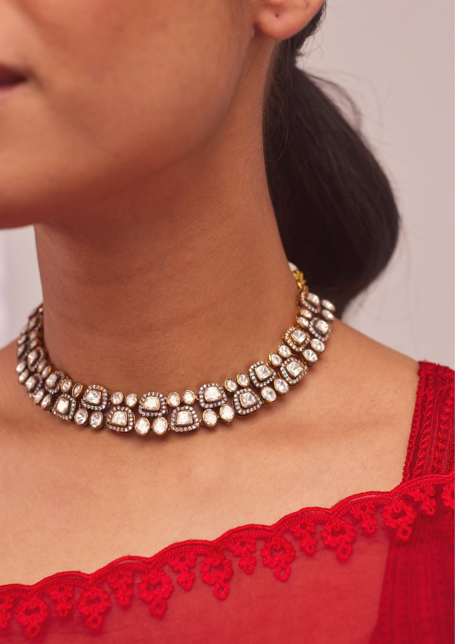 925 Silver Devranya Antique Choker Necklace - Amrrutam