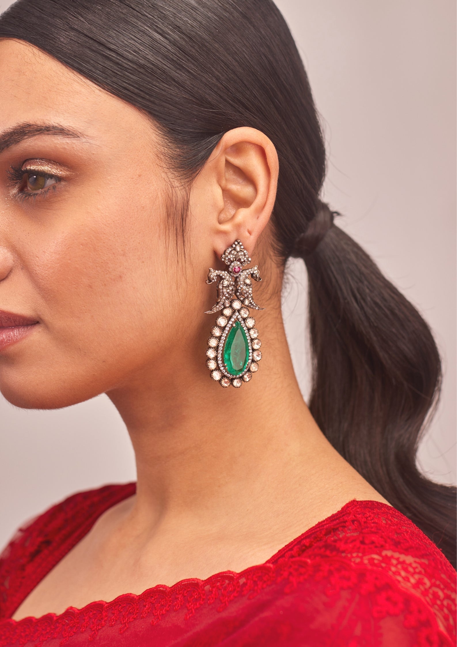 925 Silver Victorian Peacock Earring - Amrrutam