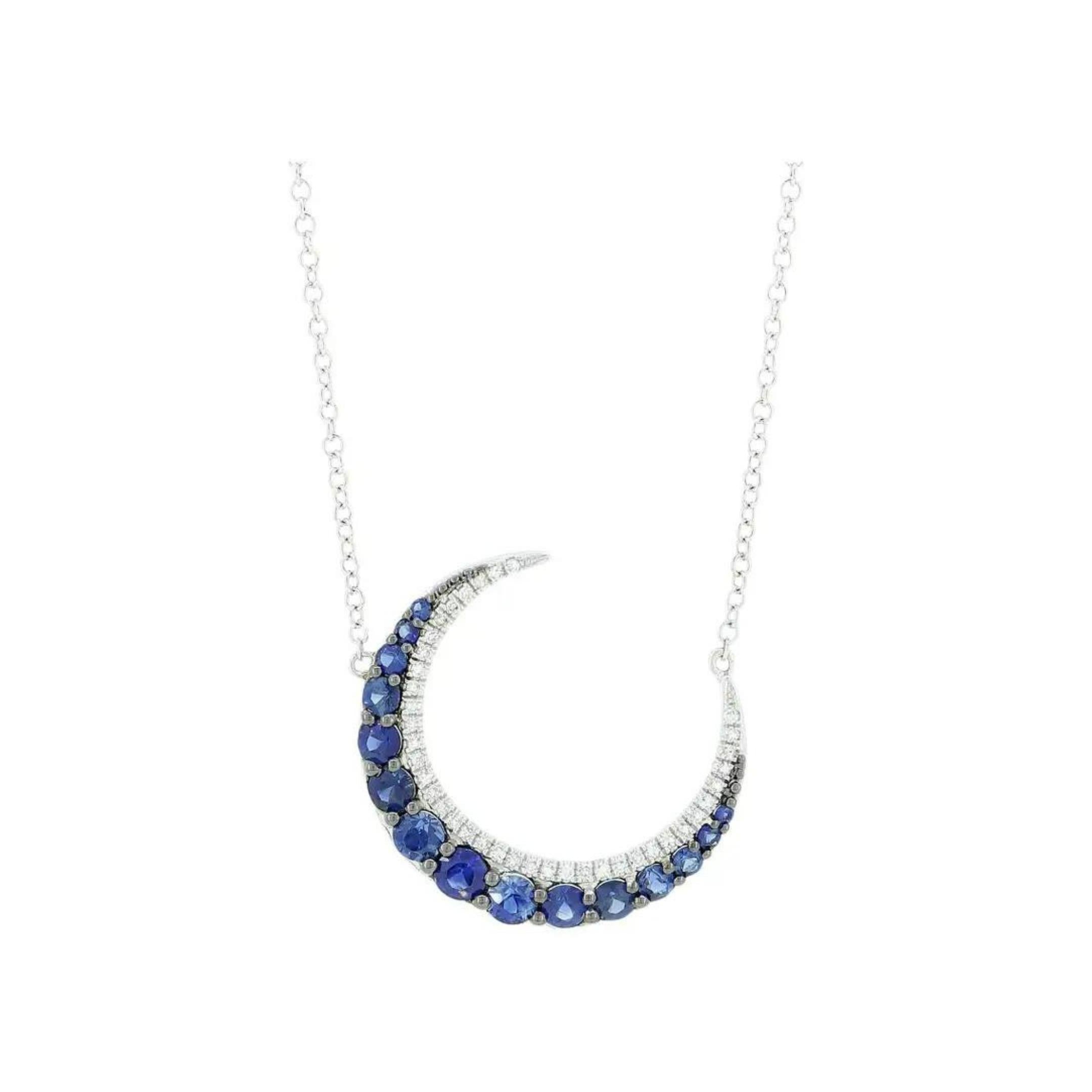 Blue Crescent Necklace in 92.5 Silver - Amrrutam