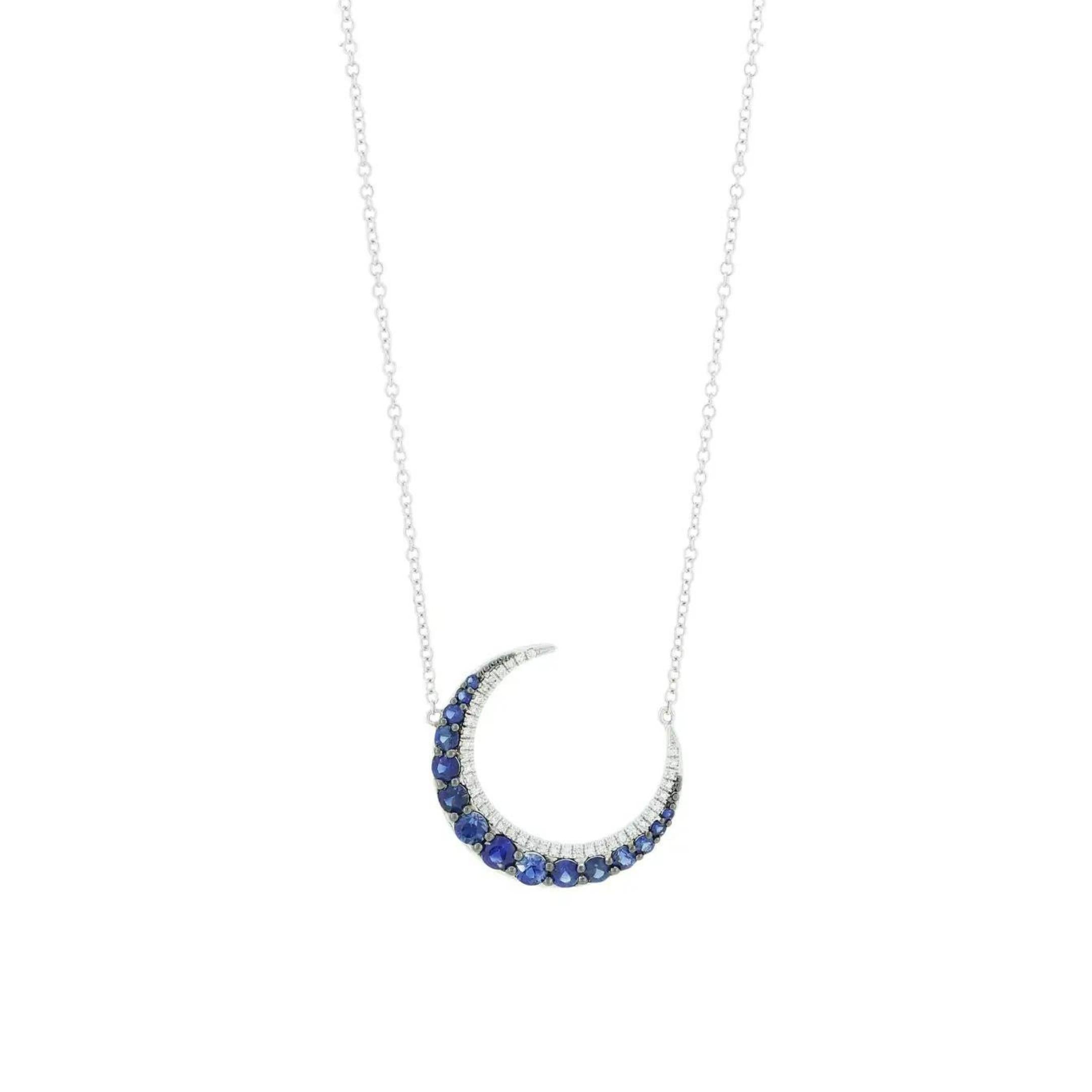 Blue Crescent Necklace in 92.5 Silver - Amrrutam