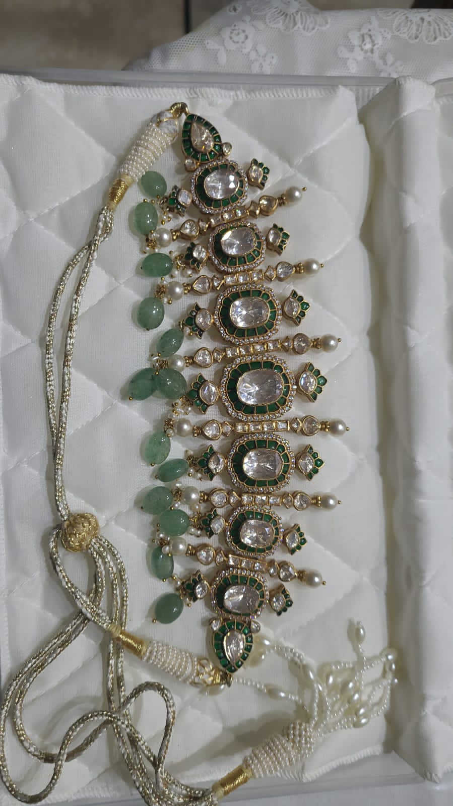925 Silver Hiran Polki Choker Necklace - Amrrutam
