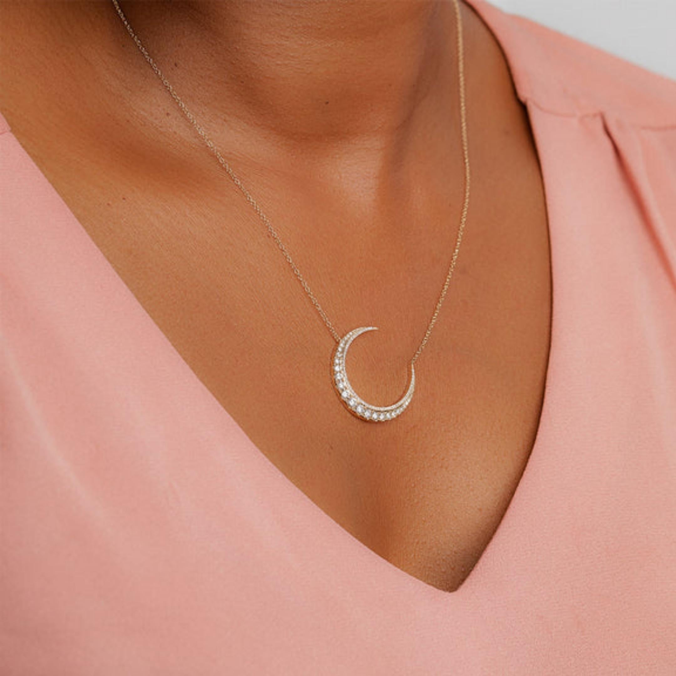 White Crescent Necklace in 92.5 Silver - Amrrutam