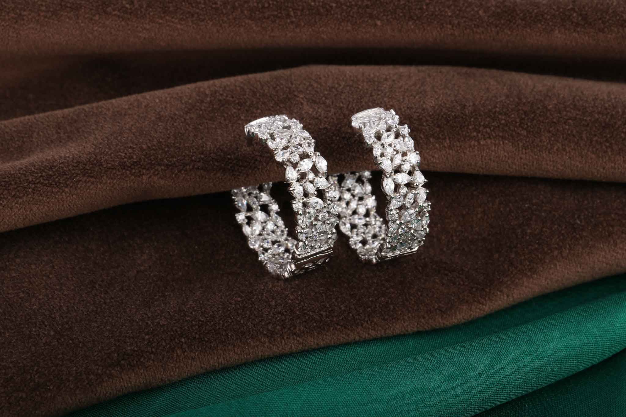 925 Silver Hoop Earring with cubic zirconia stone - Amrrutam