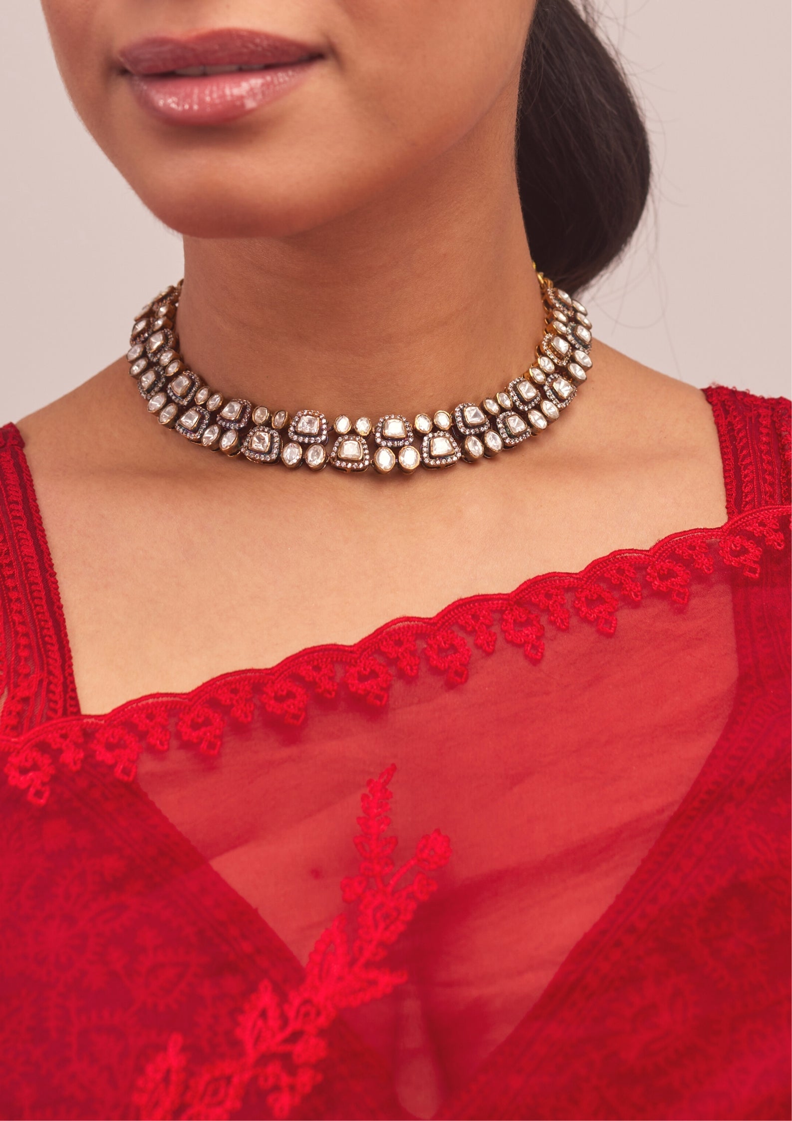 925 Silver Devranya Antique Choker Necklace - Amrrutam