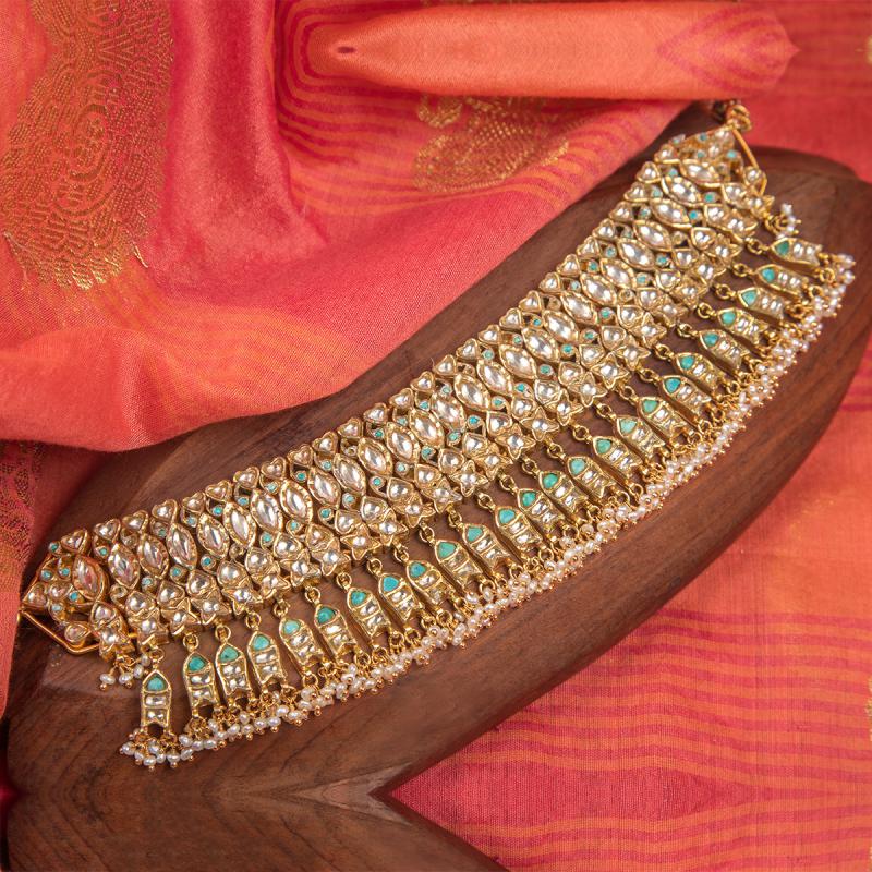 925 Silver Bavara Turquoise Rani Choker Necklace - Amrrutam 