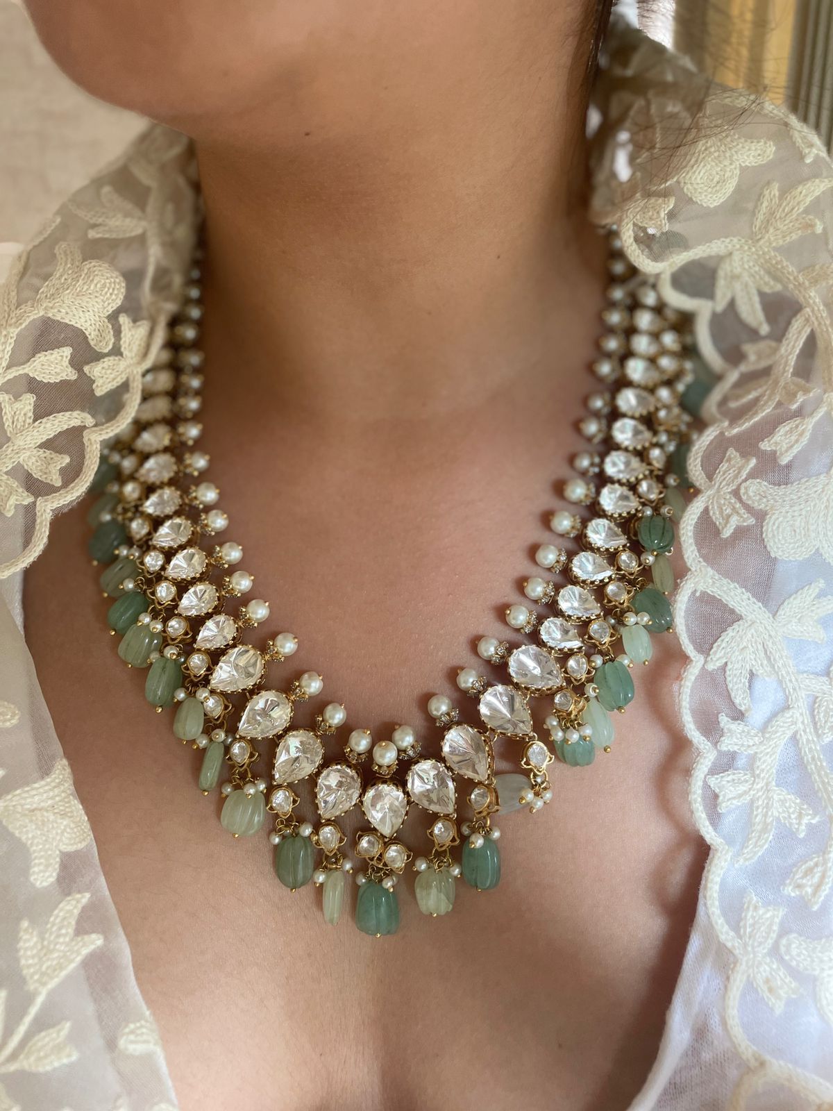 925 Silver Gulnaz Polki Necklace - Amrrutam Jewellery