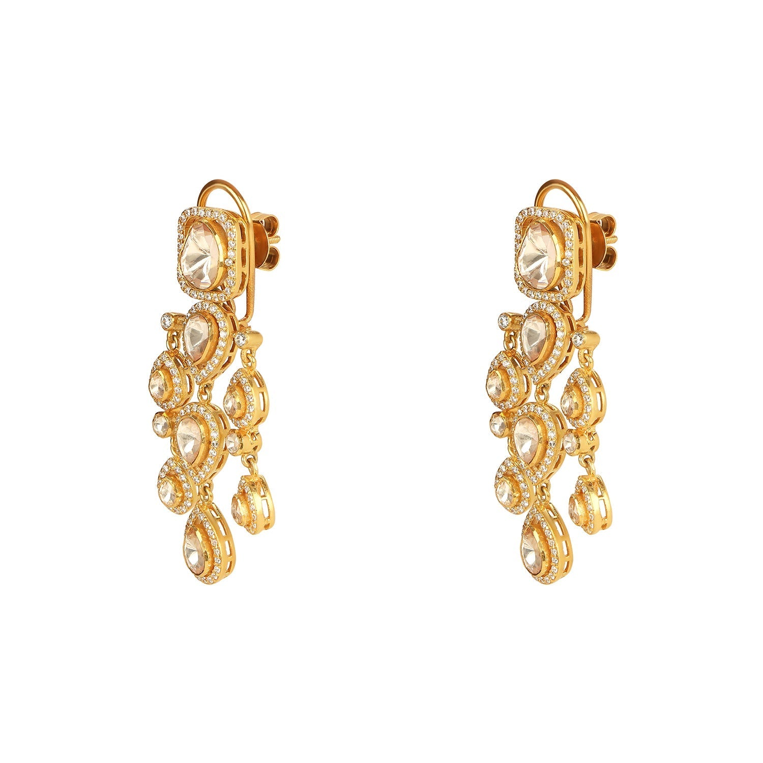 Moissanite Polki Droplet Earrings - Amrrutam