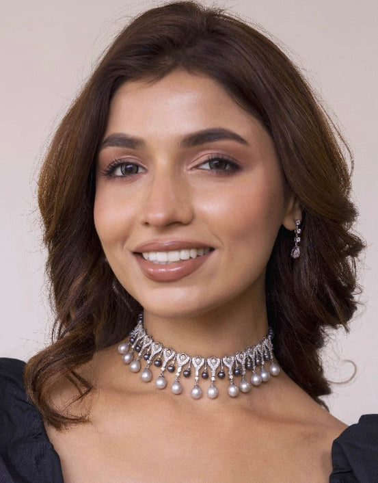 925 Silver Nova Black Pearl Necklace - Amrrutam 