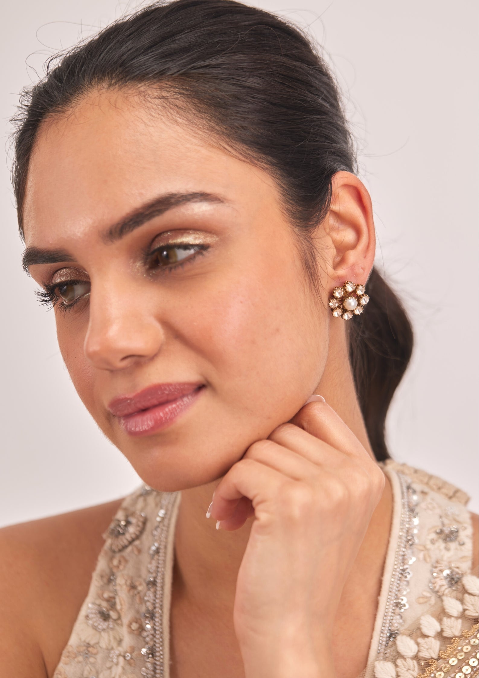 925 Silver Asitva Pearl Stud Earring - Amrrutam