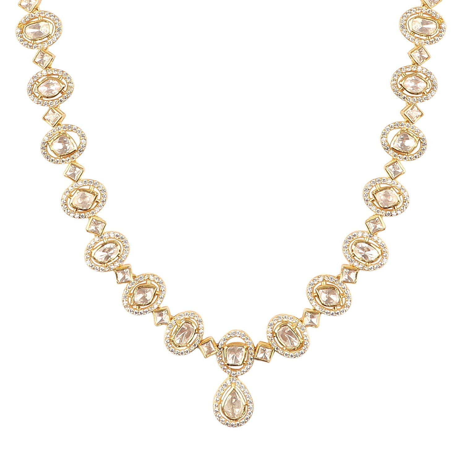 Moissanite Polki Necklace set - Amrrutam