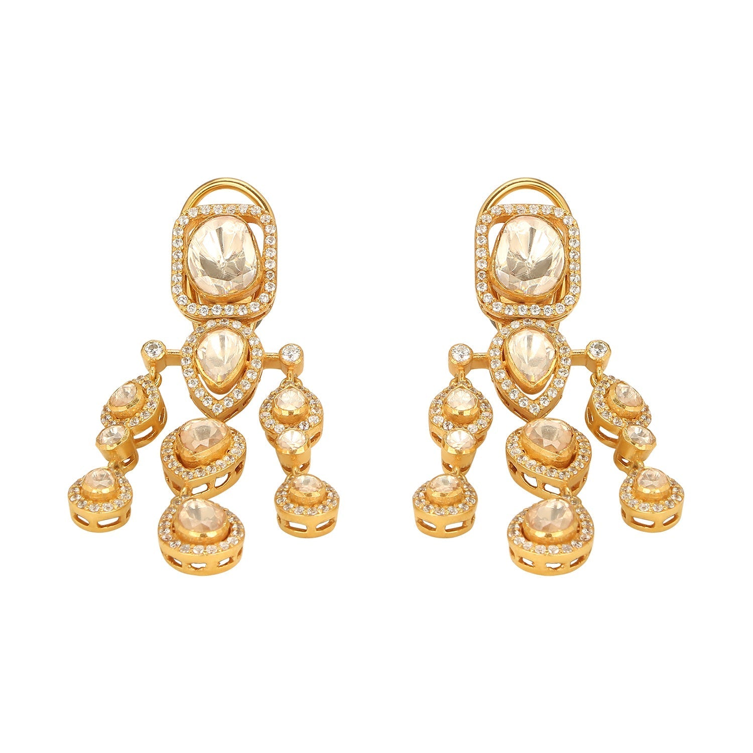 Moissanite Polki Droplet Earrings - Amrrutam