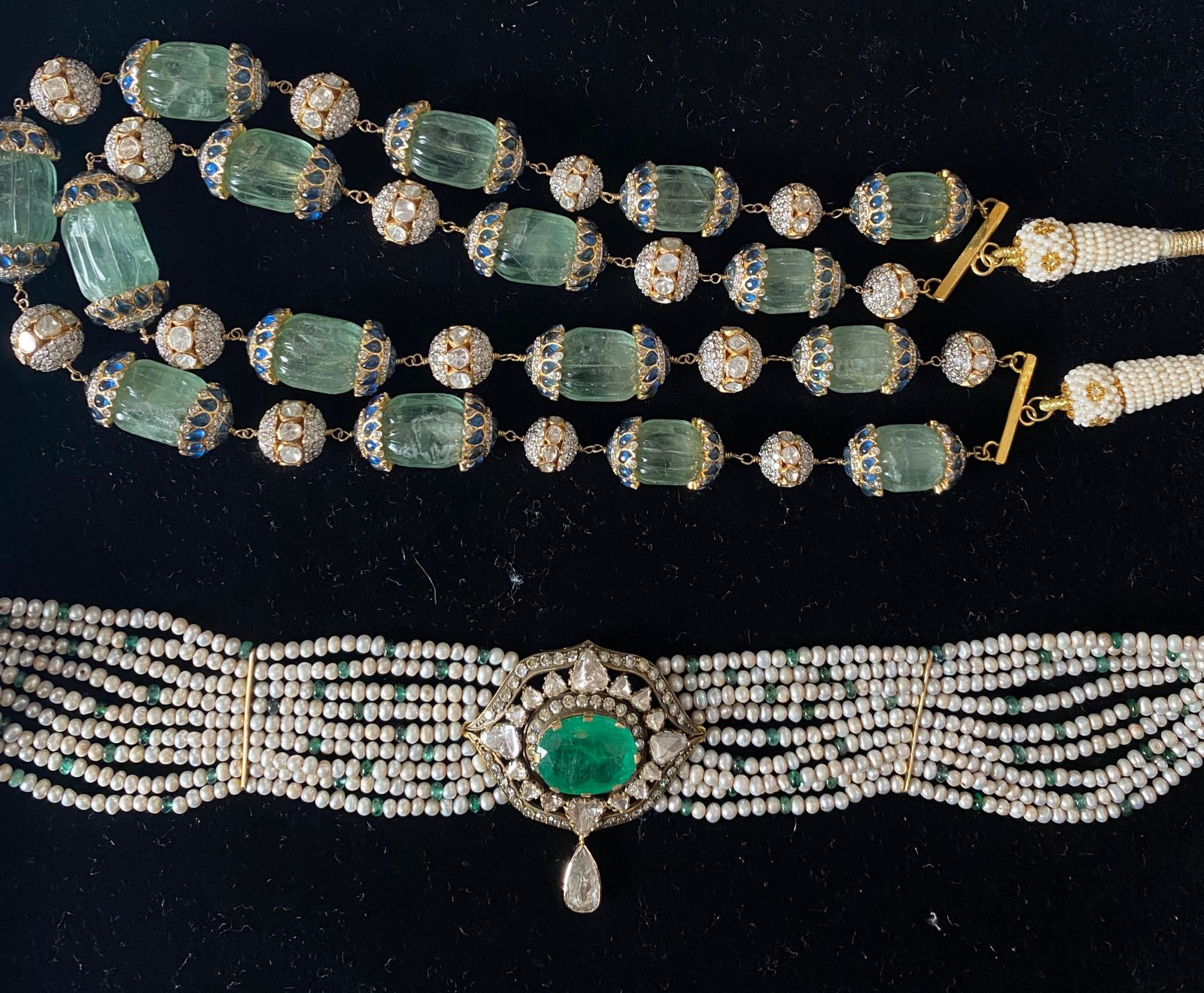 14K Gold Victorian Emerald Choker Necklace - Amrrutam