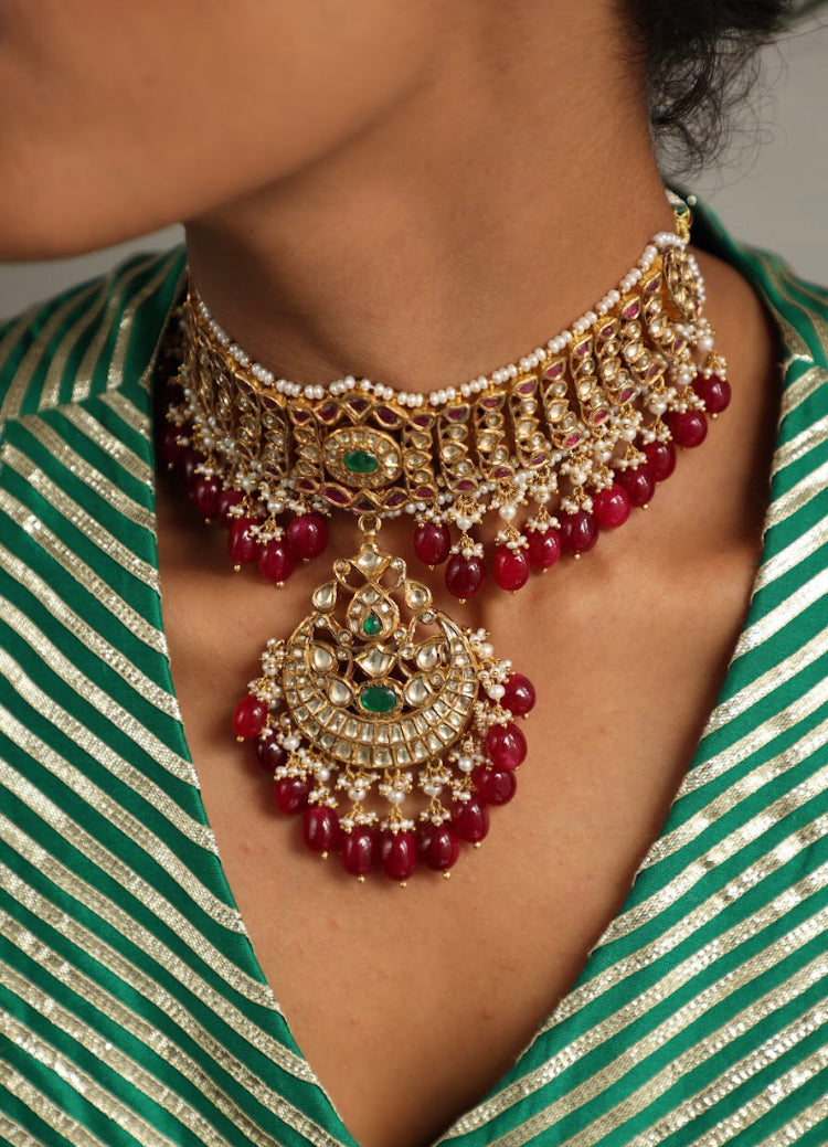 925 Silver Bavara Rupali Choker Necklace - Amrrutam 