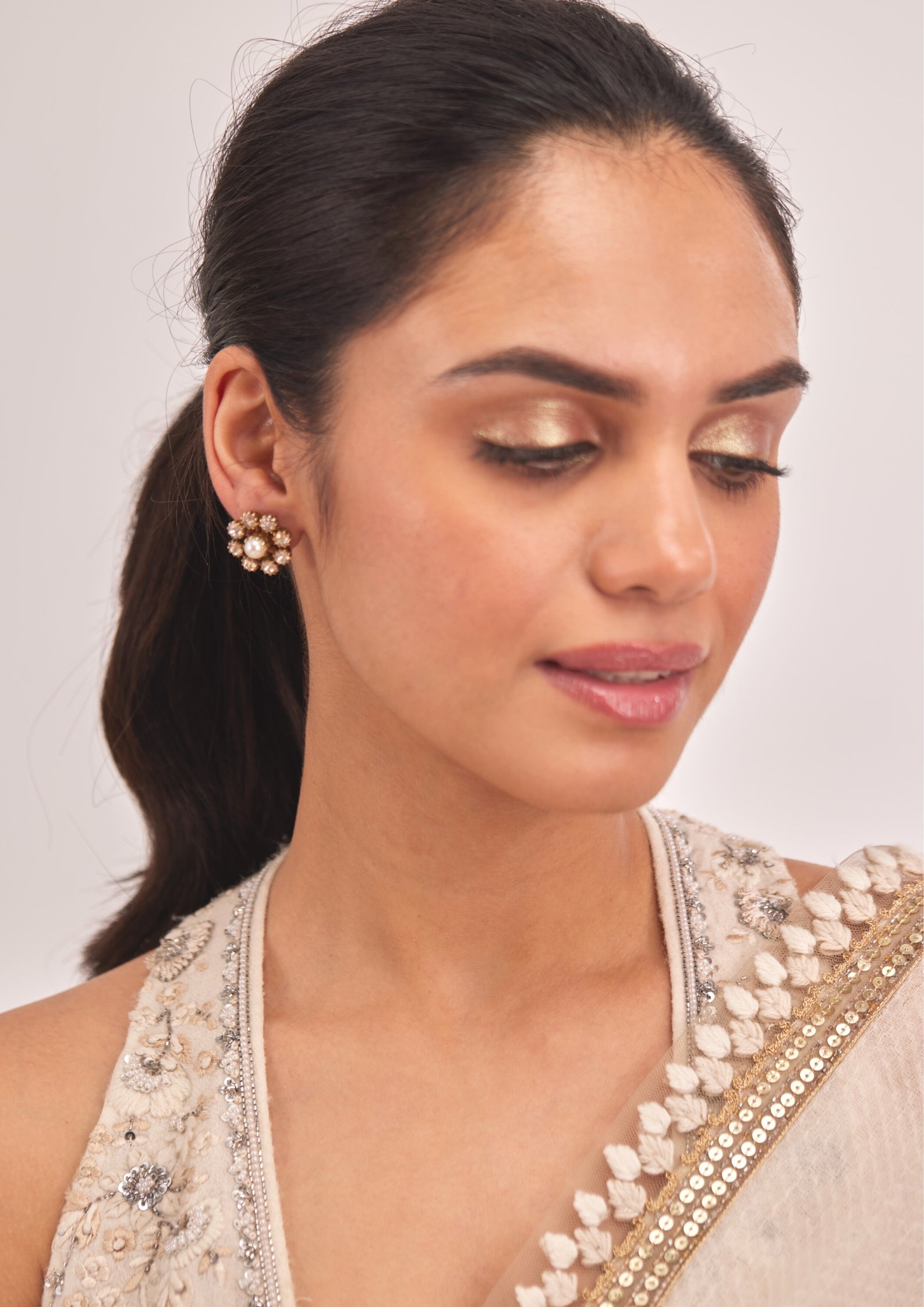 925 Silver Asitva Pearl Stud Earring - Amrrutam