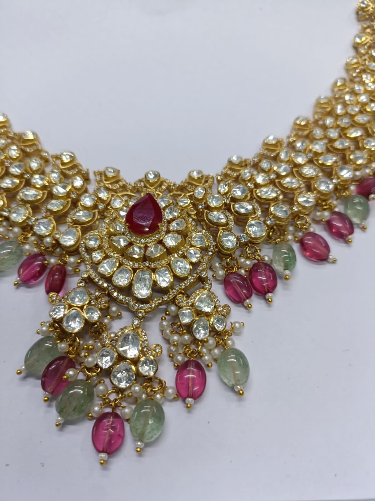 925 Silver Meera Polki Necklace - Amrrutam Jewellery