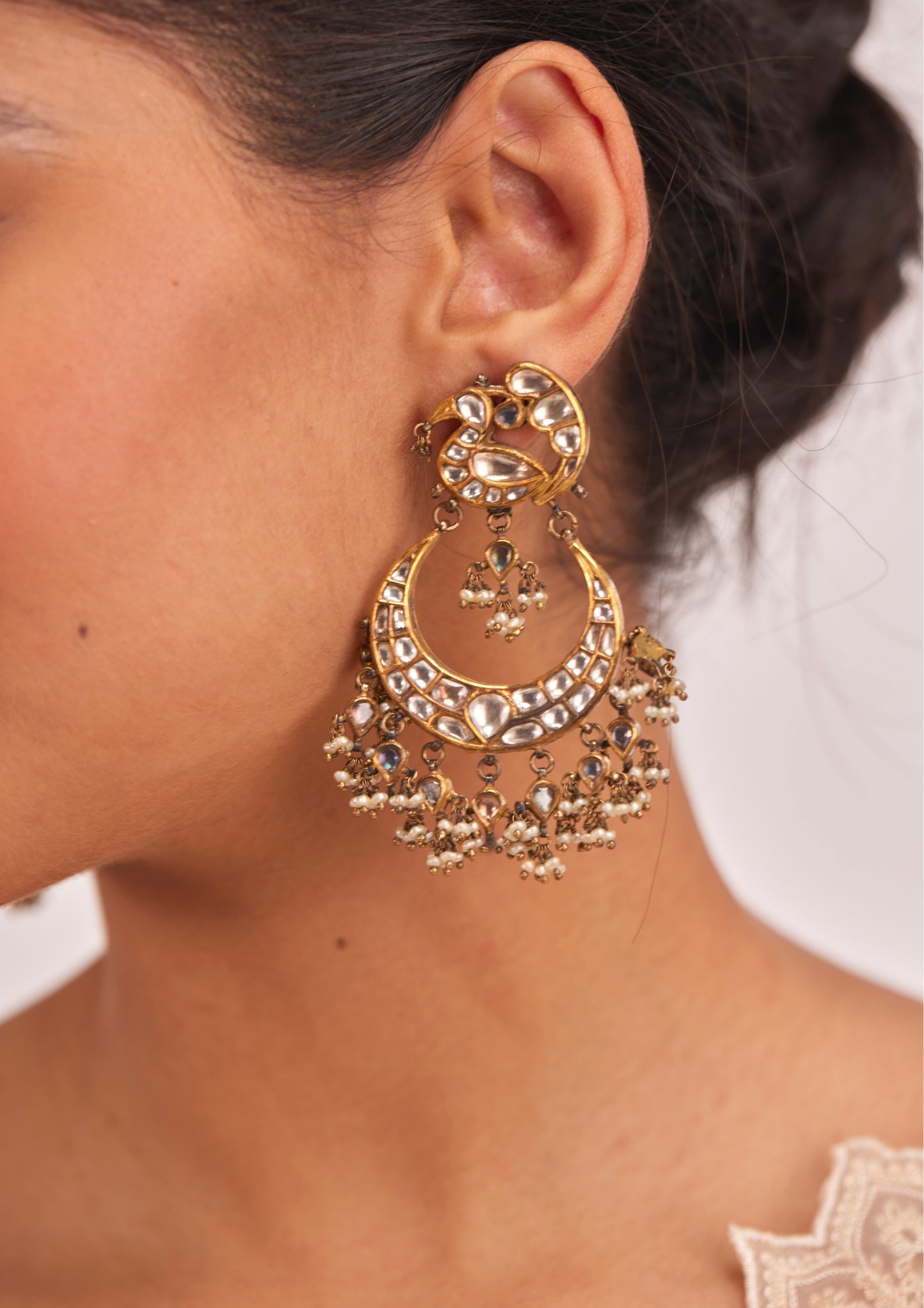 925 Silver Asumsa Peacock Chandbali Earring - Amrrutam