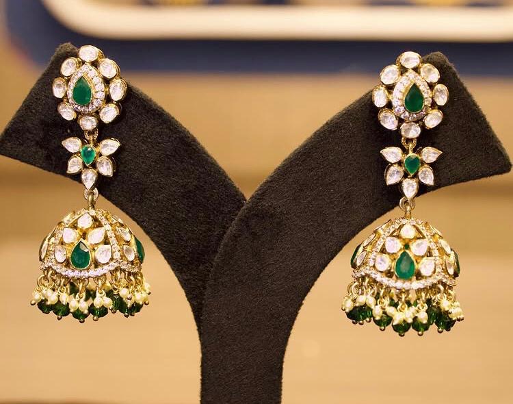925 Silver Lamanya Polki Jhumka Earring