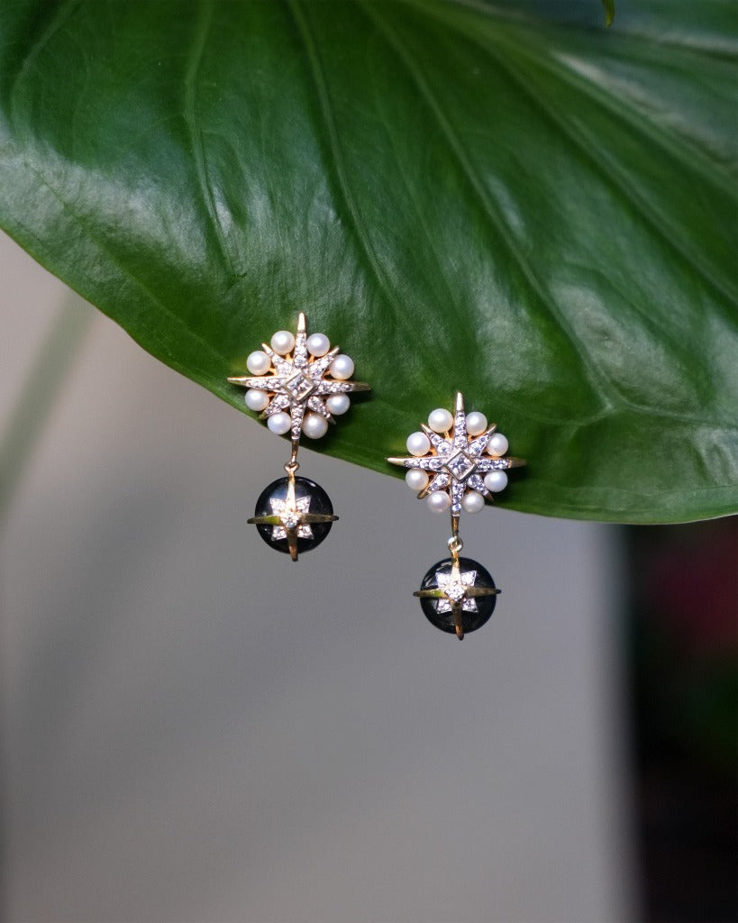925 Silver Tahitian Black Pearl Earring - Amrrutam 