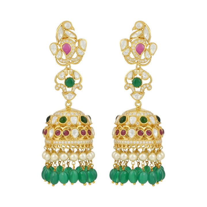 925 Silver Kokila Polki Jhumka Earring - Amrrutam 