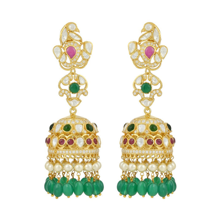 925 Silver Kokila Polki Jhumka Earring - Amrrutam 