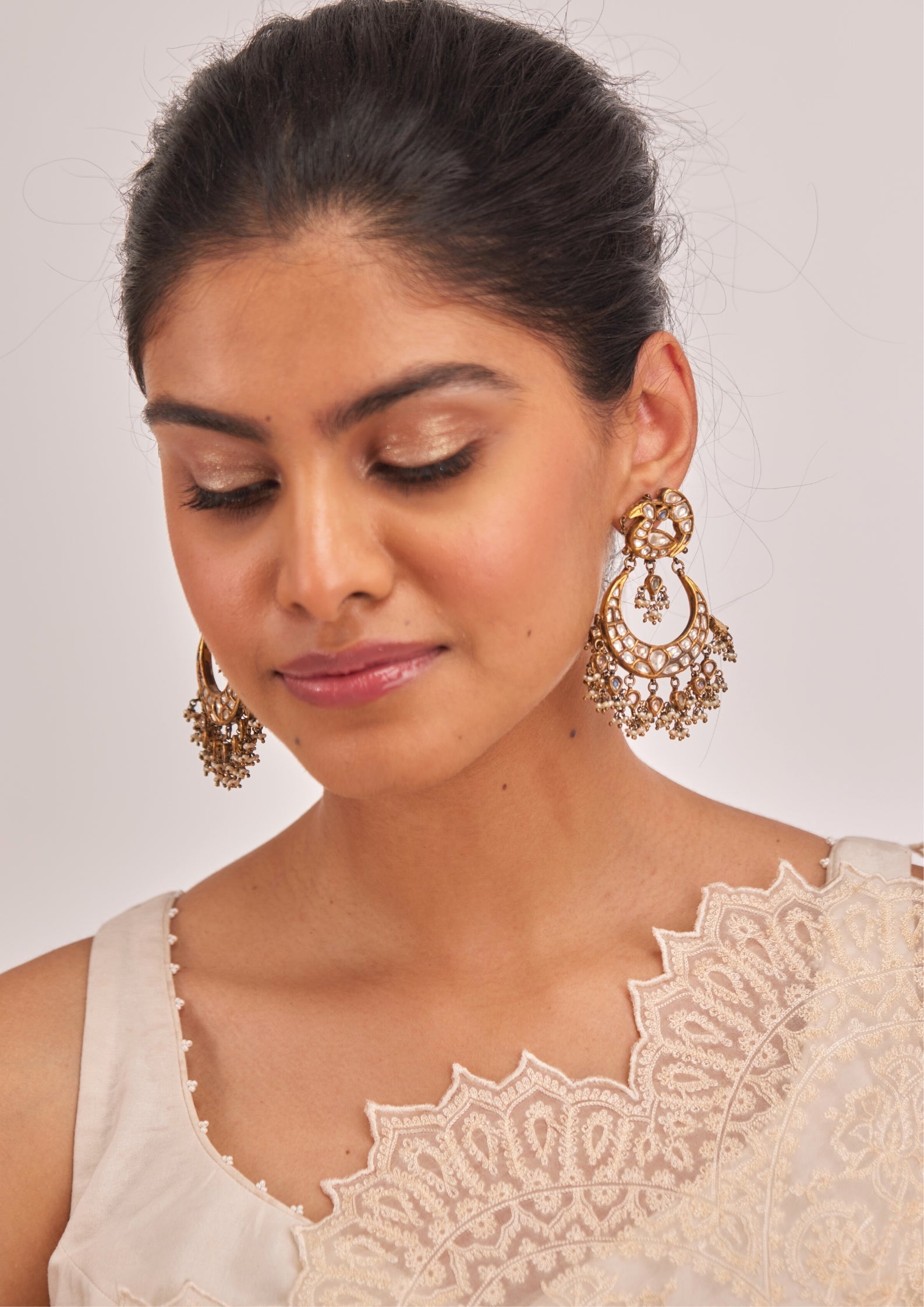 925 Silver Asumsa Peacock Chandbali Earring - Amrrutam