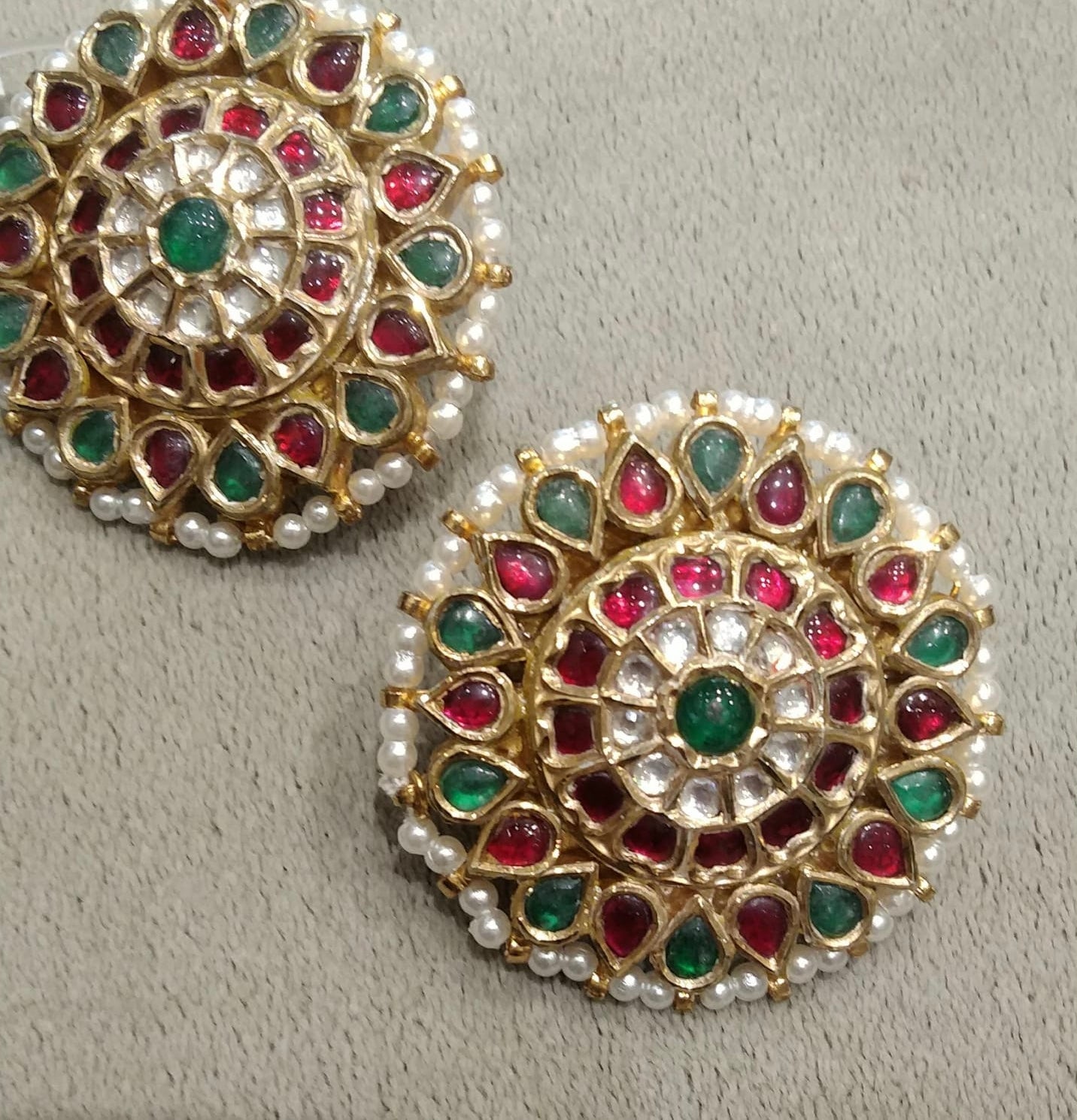 925 Silver Samiksha Polki Stud Earring - Amrrutam Jewellery