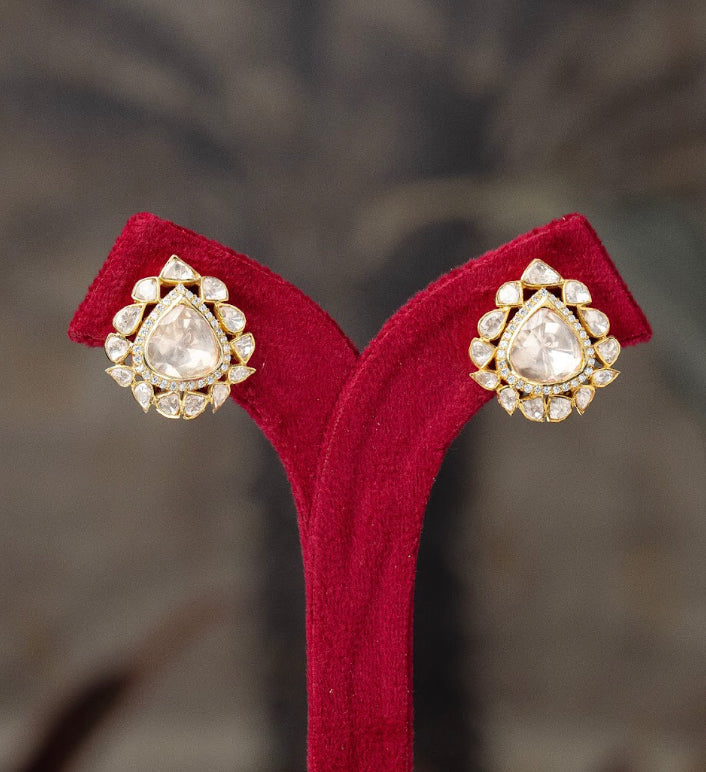 925 Silver Shyamal Polki Stud Earring - Amrrutam 