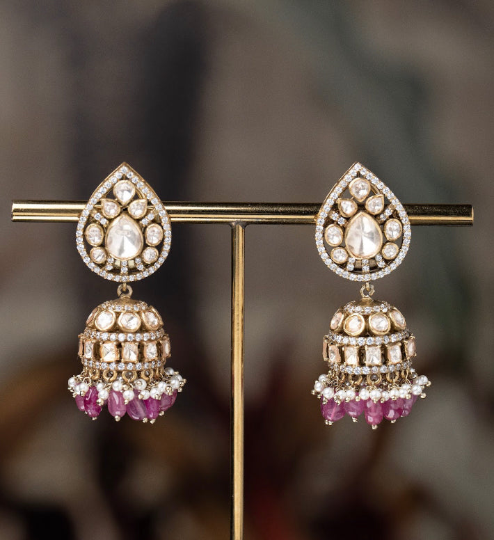 925 Silver Chandrika Polki Earring - Amrrutam 