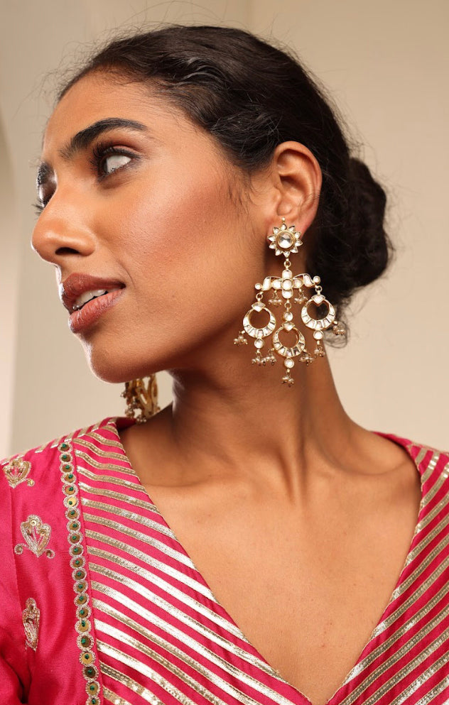 925 Silver Mastani Polki Chandbali Earring - Amrrutam 